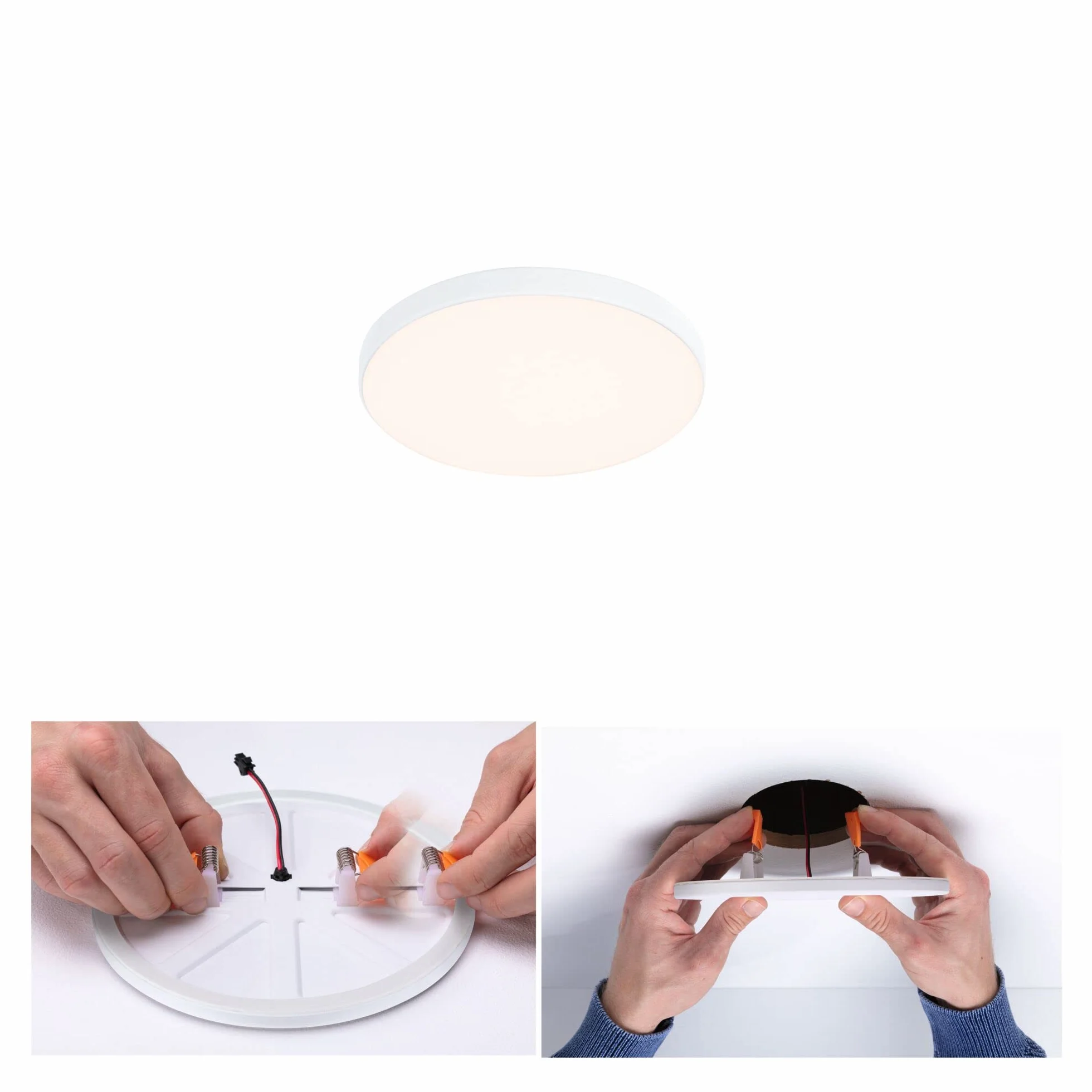 Paulmann 79938 LED panel wpuszczany Veluna VariFit Edge 90 mm okrągły, ciepłobiały, biały, tworzywo sztuczne, system oświetleniowy 3000 K