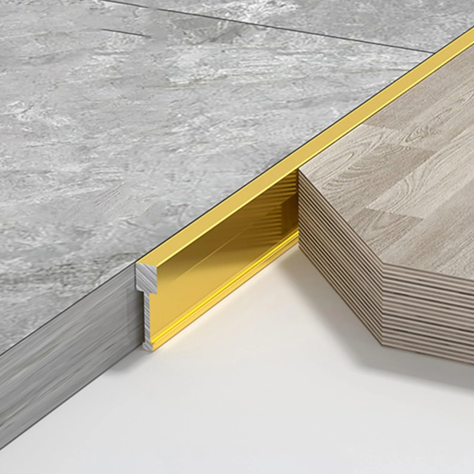 Profil przejściowy do podłóg laminowanych, płytek i drewna, stop aluminium, profil wypełniający fugi do sąsiednich wykładzin podłogowych