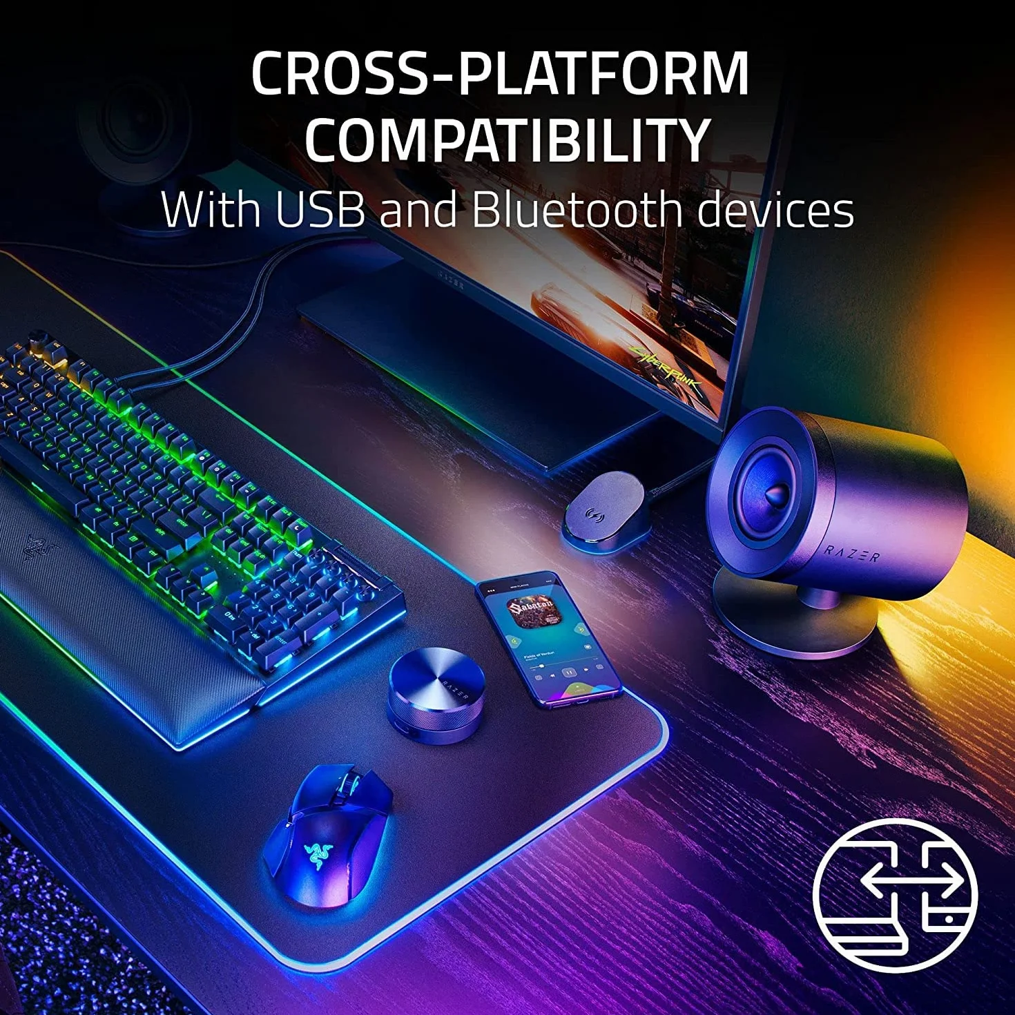 Razer Nommo V2 Pro 2.1 bezprzewodowy subwoofer głośniki do gier PC THX Spatial Audio Czarny