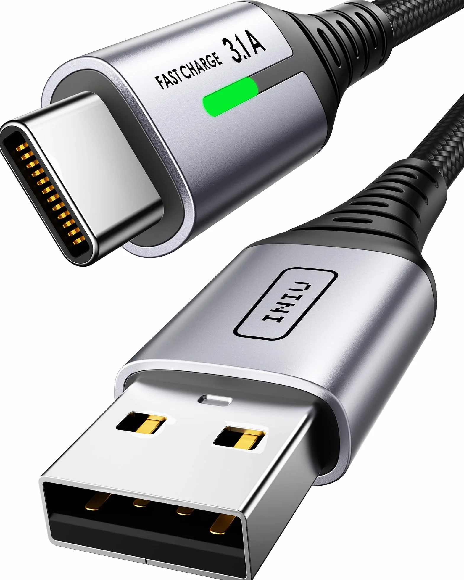 INIU Kabel USB C 2m 3.1A Ładowarki Typu C Szybkie Ładowanie Pleciony Kabel Danych USB-C ze Stopu Cynku