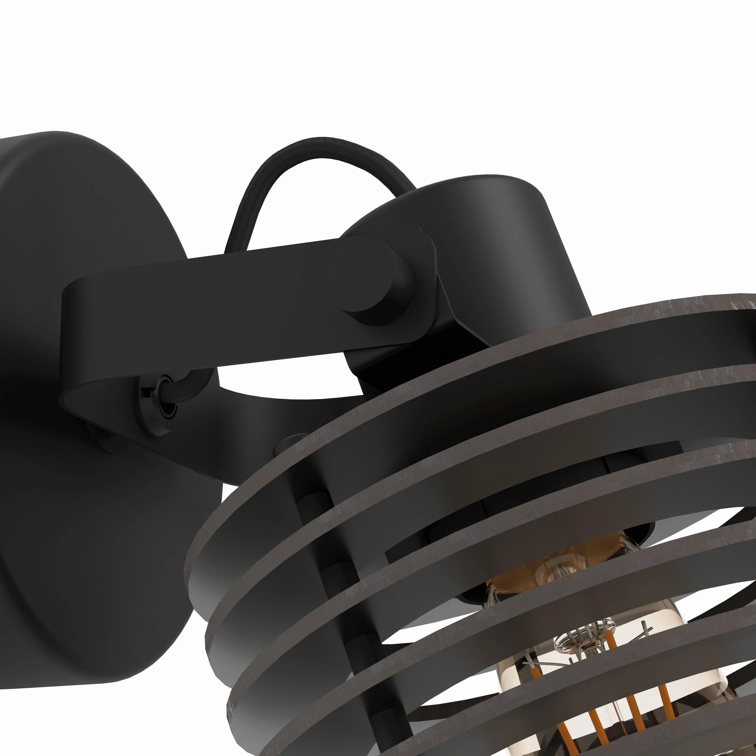 EGLO Lampa ścienna Segovia, kinkiet do wnętrz z regulowanym reflektorem | spot ścienny z metalu i drewna w kolorze czarnym, lampa ścienna do salonu i przedpokoju, oprawka E27