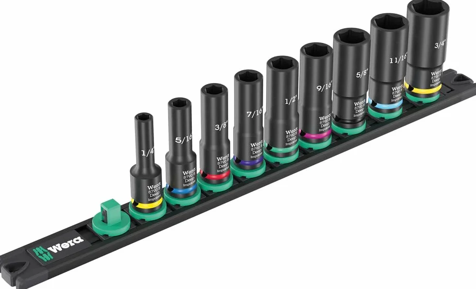 Listwa magnetyczna 9661 B Impaktor Deep Imperial 1 z zestawem kluczy nasadowych, 3/8", 9 części