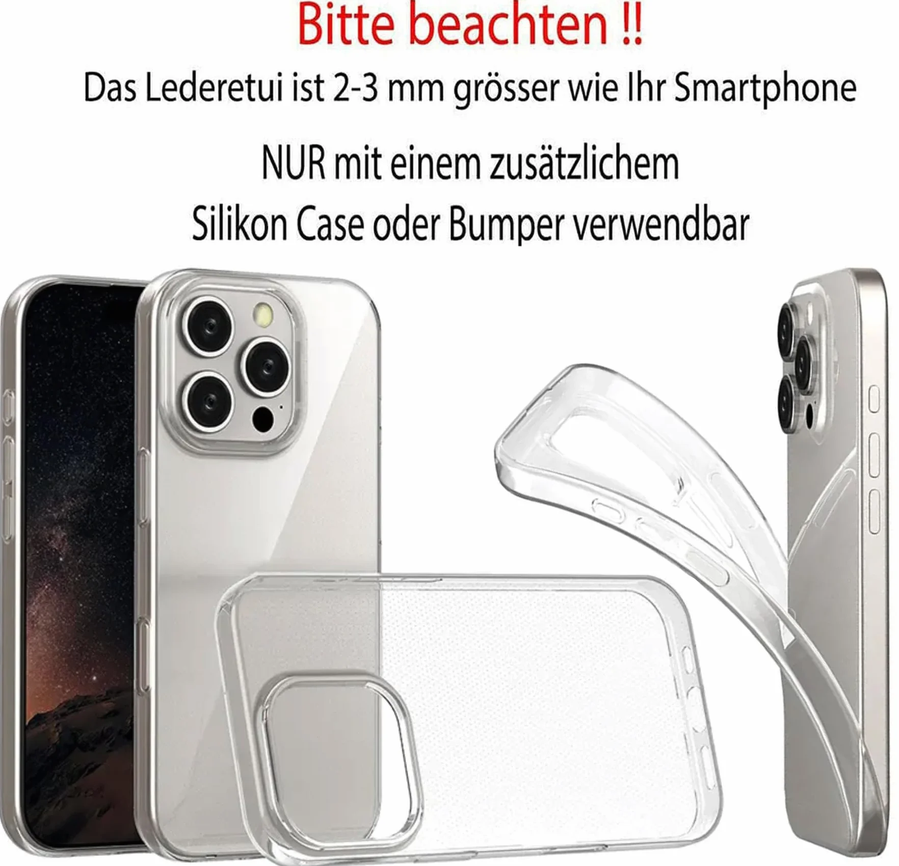 Etui kompatybilne z iPhone 16 Pro Max 6,9 cala czarne skórzane z klapką bumper