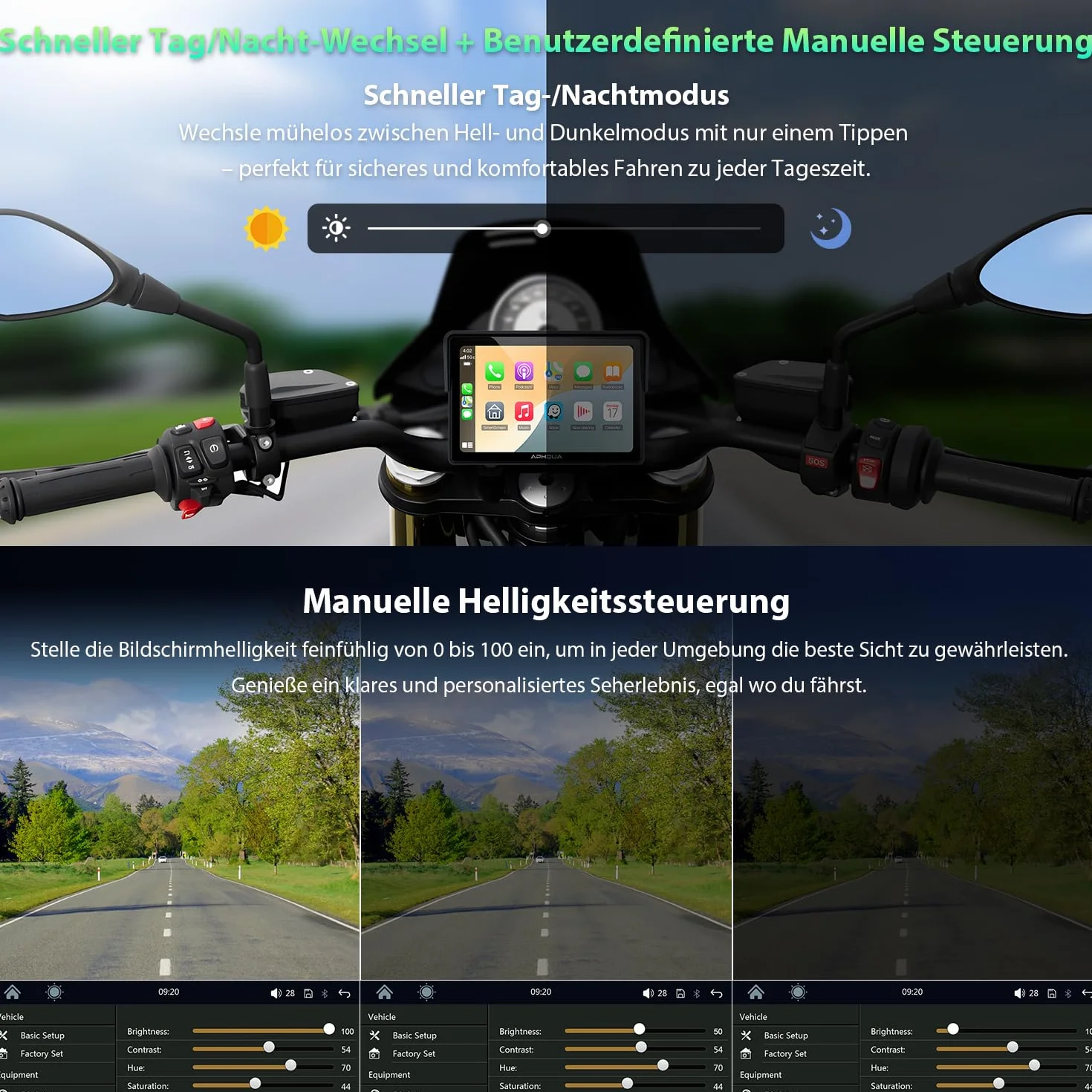 Bezprzewodowy wyświetlacz Carplay do motocykla 5" wodoszczelny ekran dotykowy CarPlay Android Auto Bluetooth GPS Siri