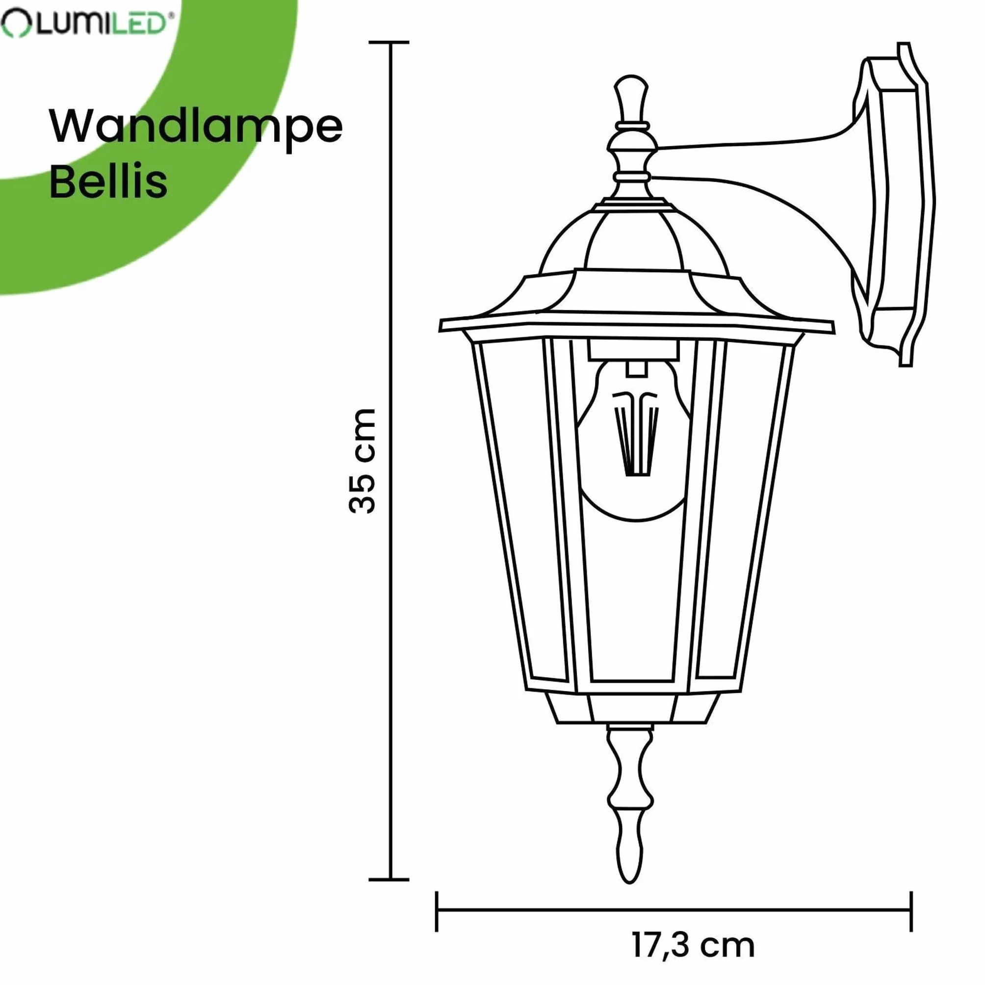 Lumiled Zewnętrzny kinkiet Vintage 230 V klasyczny Aluminiowy czarne szkło IP44 Wodoodporny E27 Ogrodowy Retro Lampa