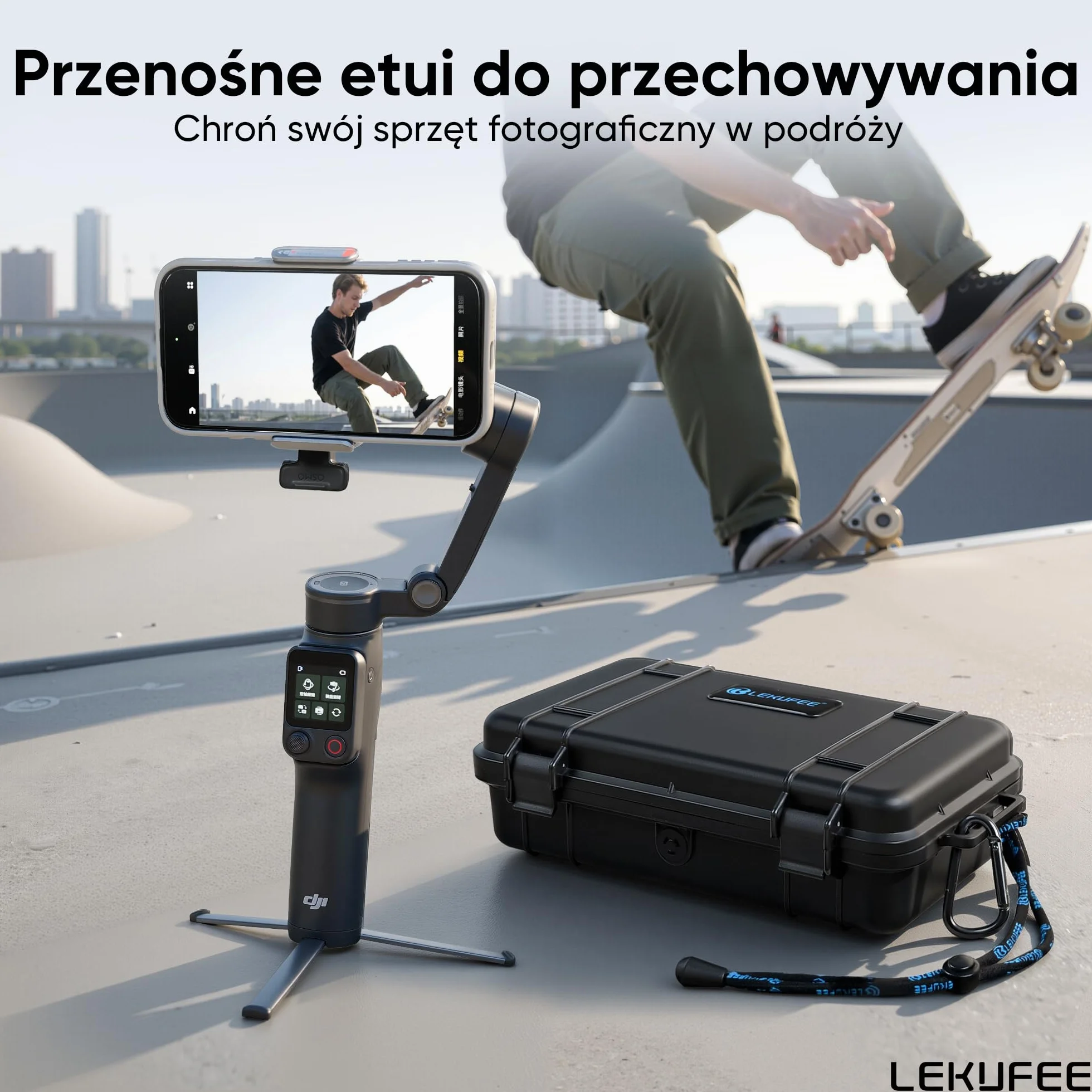 Lekufee podróżne wodoodporne twarde etui do stabilizatora DJI Osmo Mobile 8P i innych akcesoriów (tylko etui i torba)