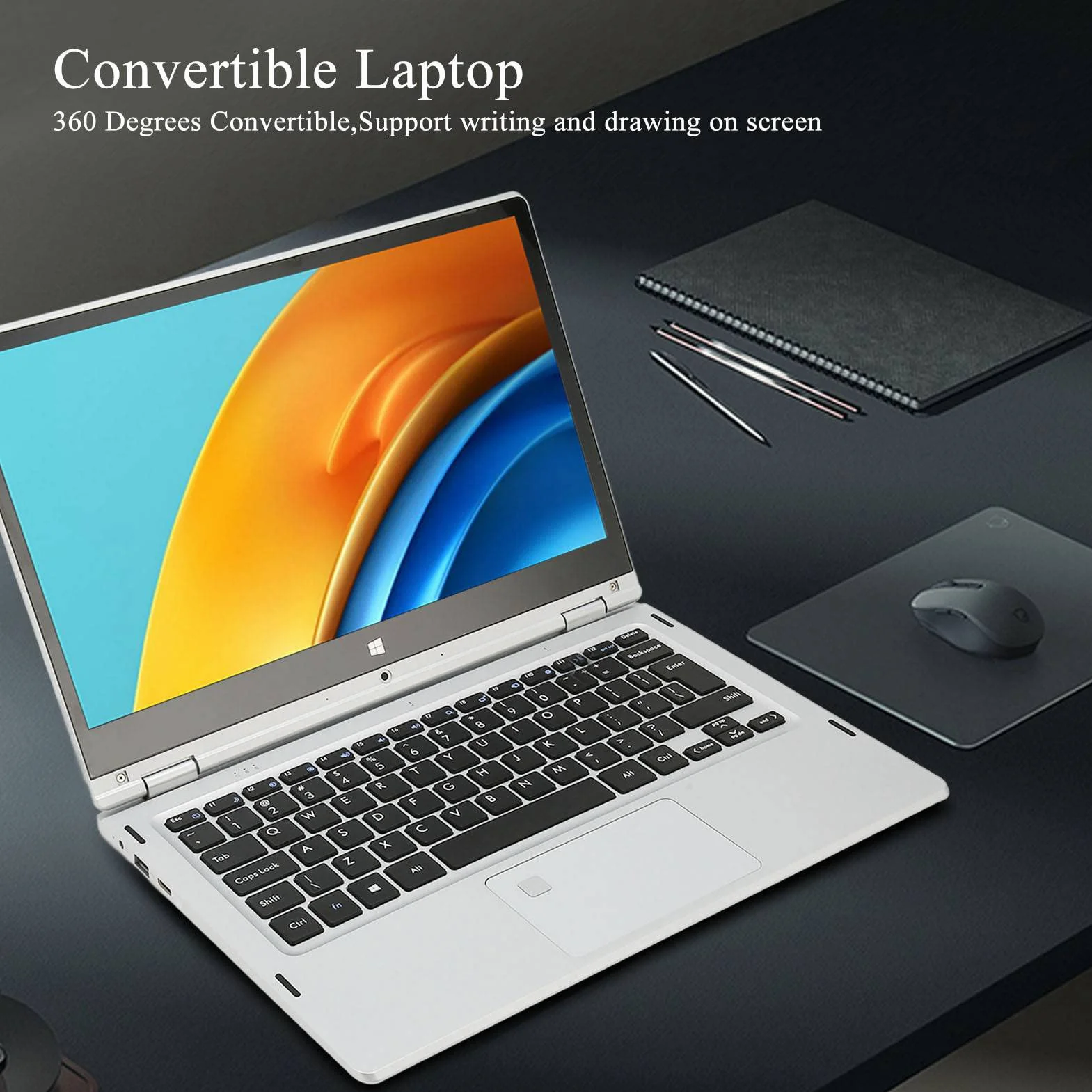 Laptop 2 w 1 z Ekranem Dotykowym 13,3 Cala Obracanym 360°, 1920x1080, 16GB LPDDR4, 256GB SSD, WiFi, BT, Windows 11