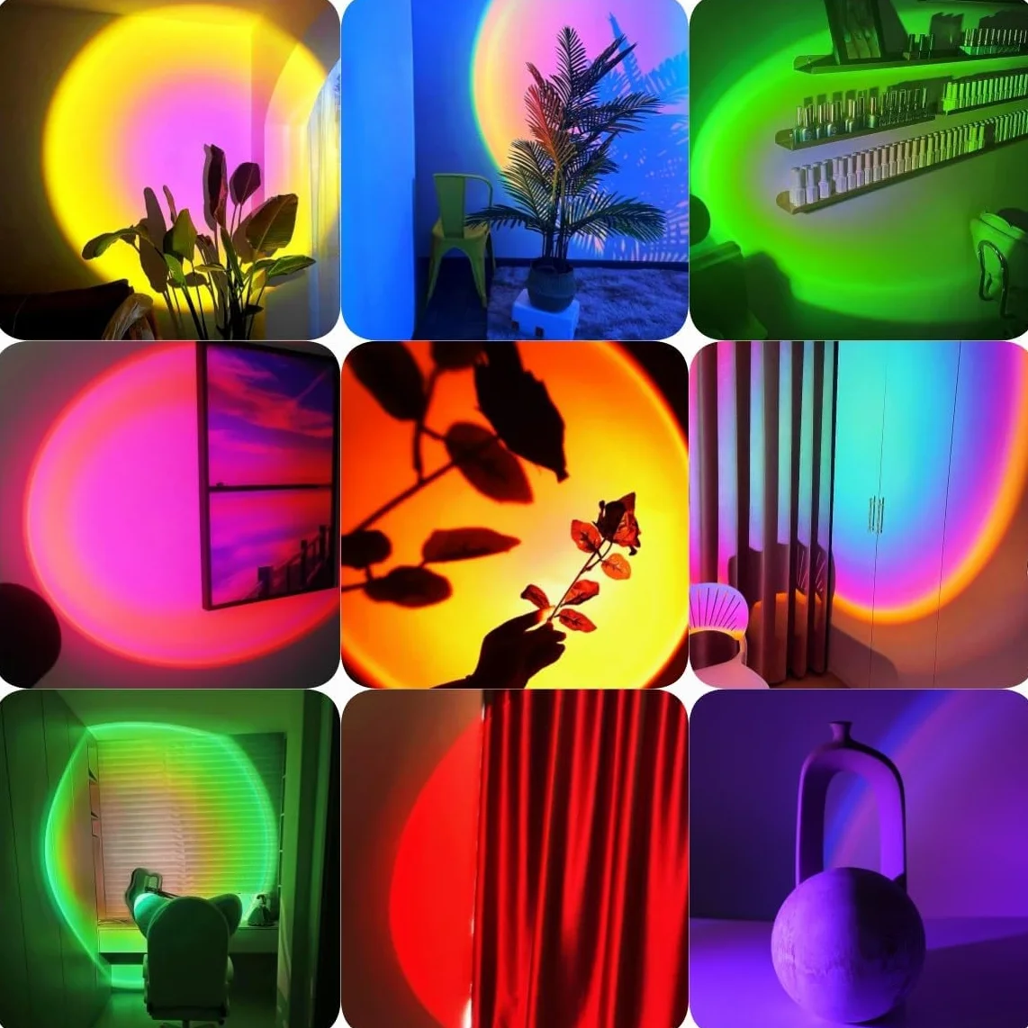 QUIGO Sunset Lamp Sonnenuntergang Lampe Led Licht Nachtlicht mit Smart App Control für Selfie Lampe Beleuchtung Schlafzimmer Wohnzimmer Party Lampe Schlafzimmer Aesthetic Room Decor…