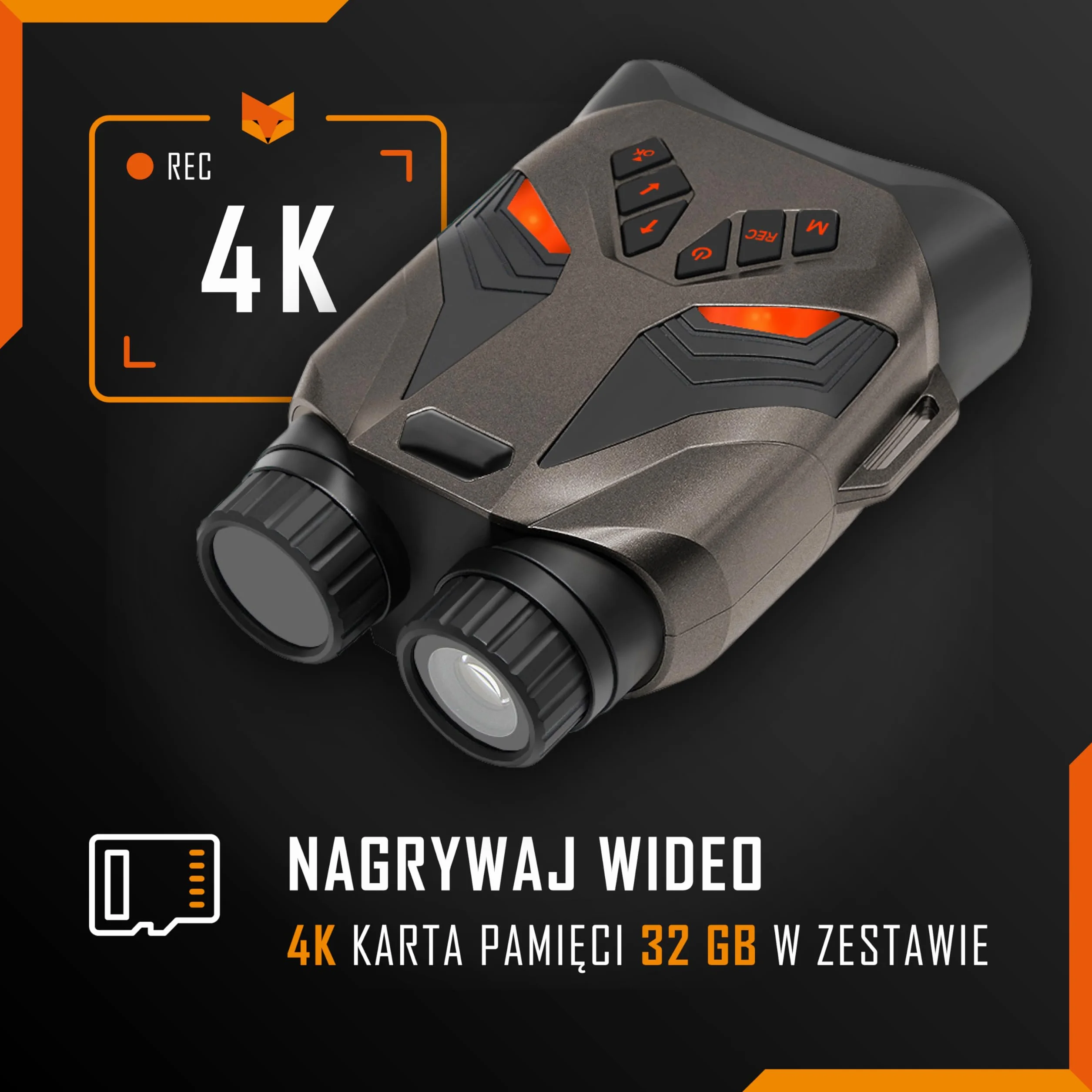 Nightfox Ember Okulary Noktowizyjne Lornetka na Podczerwień 4x Powiększenie 250m 4K