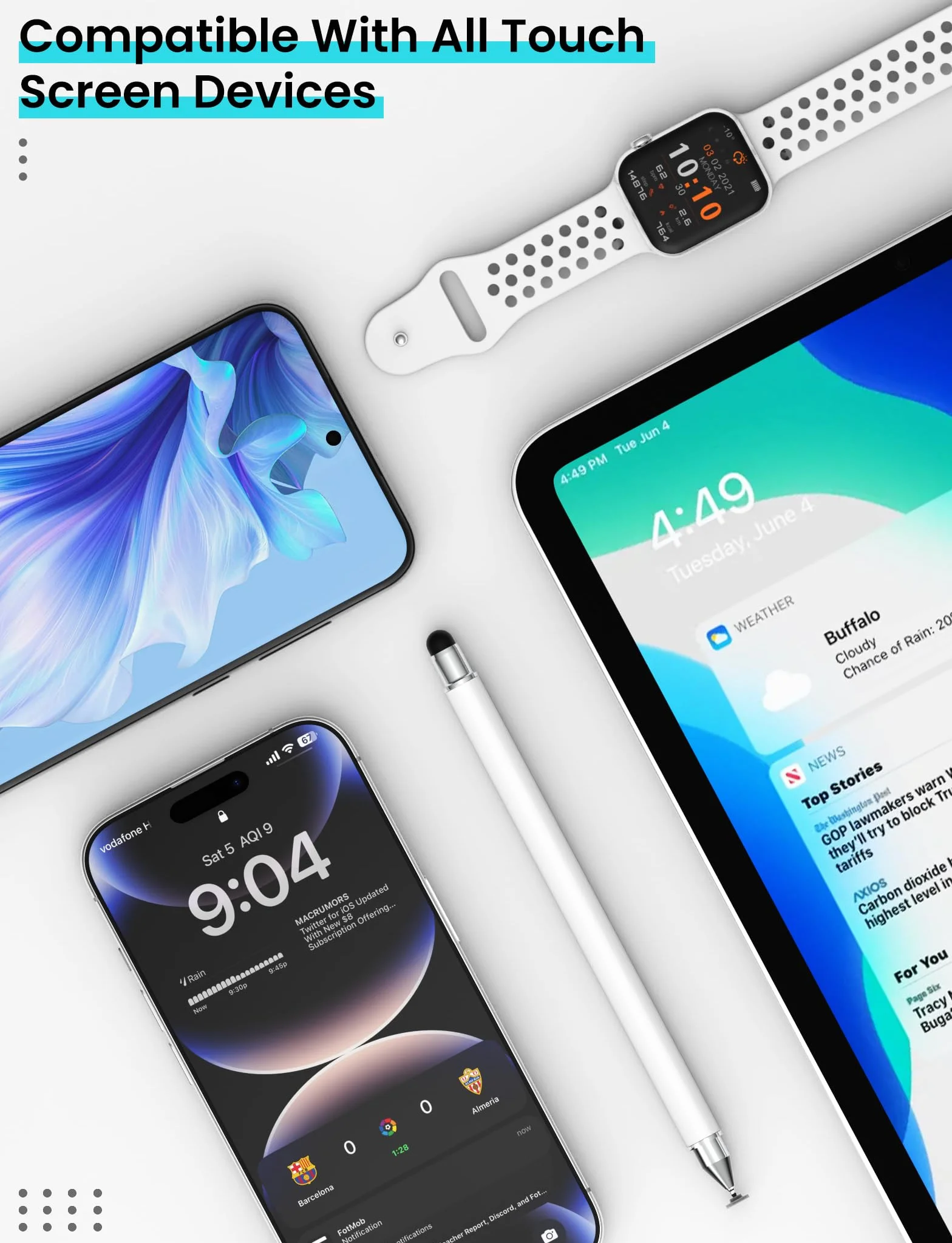 MEKO rysik do tabletu 3 w 1, gumowy, czarny + srebrny, do iPhone, iPad, Samsung, Huawei, Xiaomi