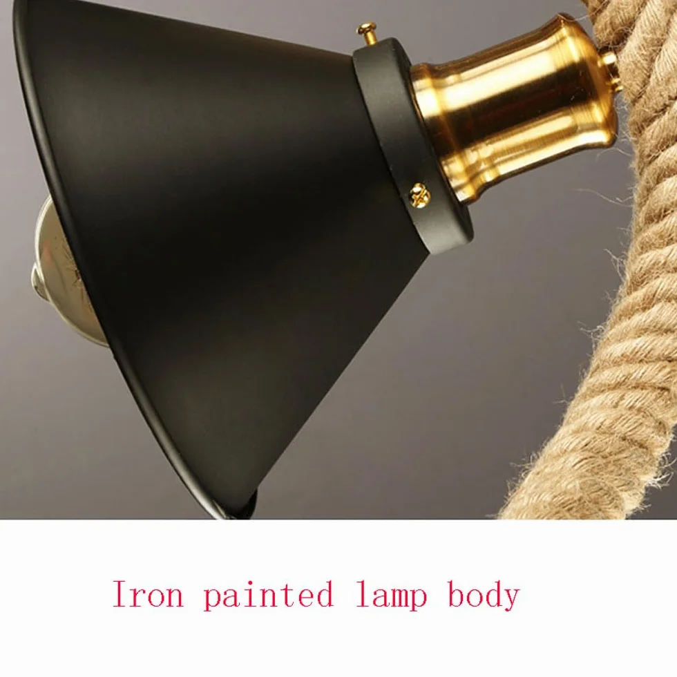 Spersonalizowana lina konopna w stylu retro, prosta i nowoczesna metalowa lampa wisząca do domu, restauracji, kawiarni, baru, dekoracji sufitu, E26, oświetlenie wewnętrzne r