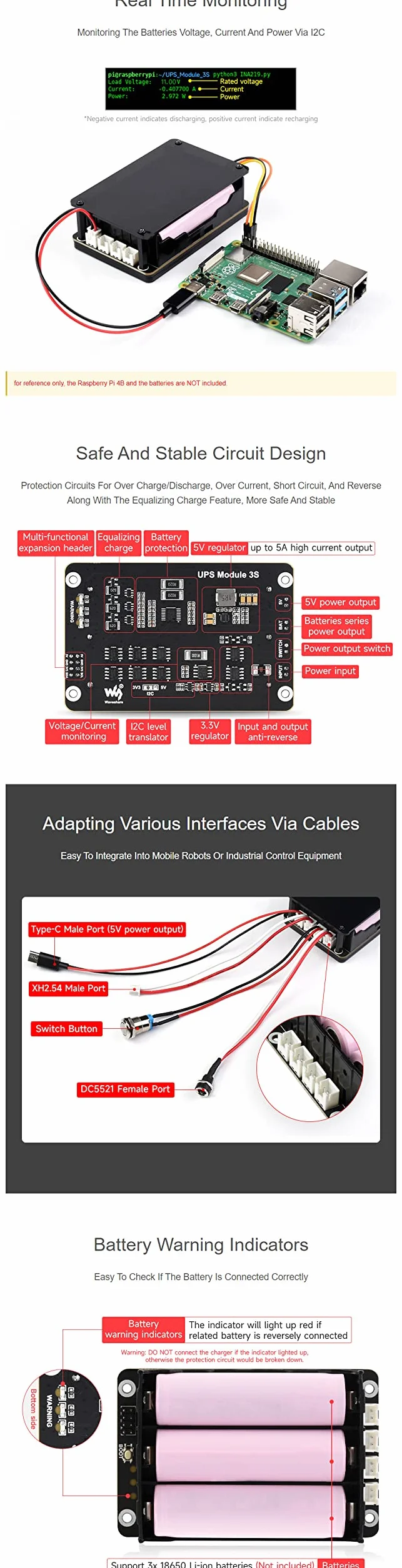 UPS moduł zasilacza awaryjnego do Raspberry Pi 4B+ 4B 3B+ 3B 2B+ Zero W WH Jetson Nano 5V 5A