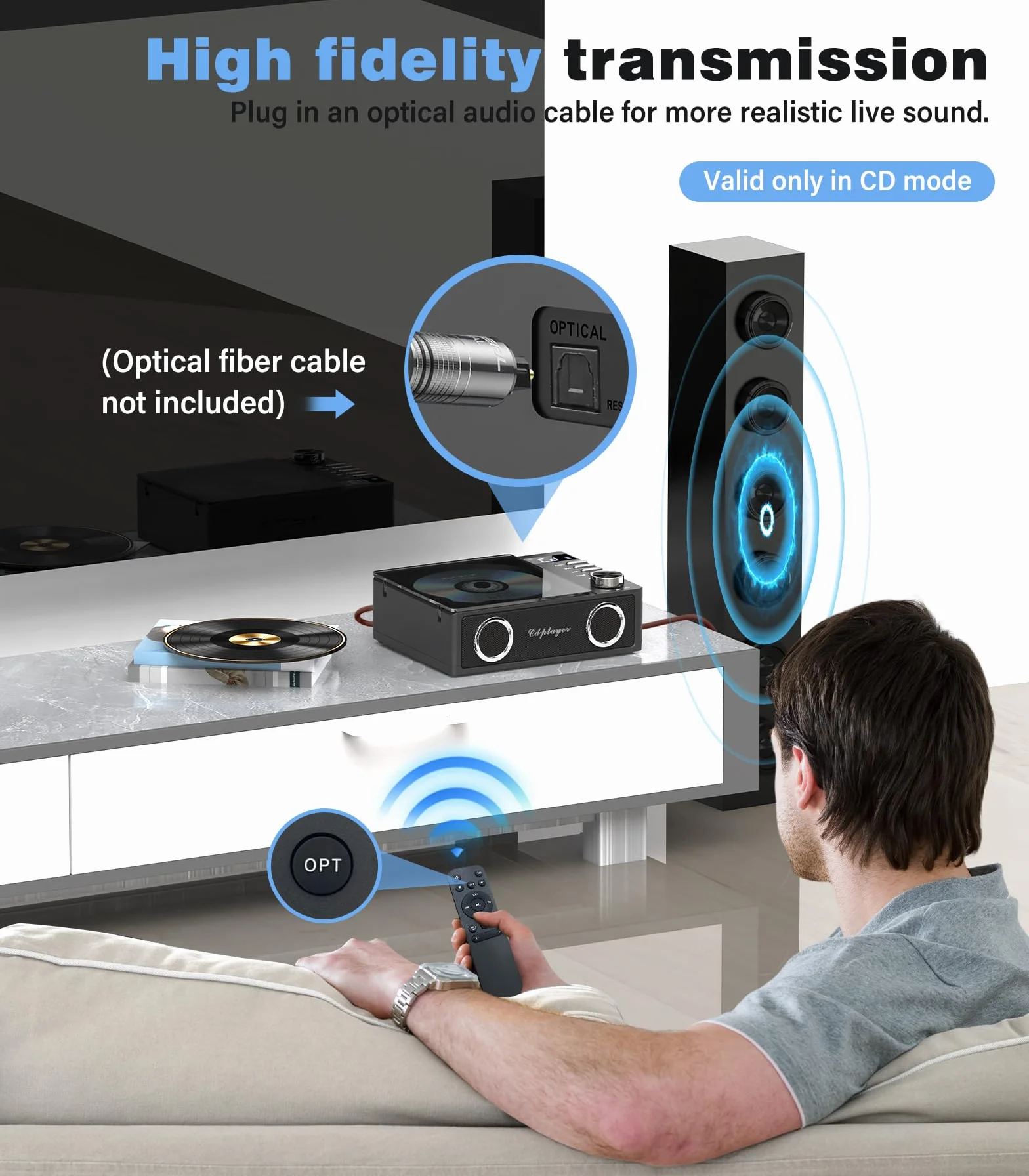 Greadio Przenośny odtwarzacz CD z Bluetooth 5.3, akumulator 4000 mAh, odtwarzacz muzyczny CD z pilotem zdalnego sterowania, podwójne głośniki, wyświetlacz LED, obsługuje USB, kartę TF, AUX do domu