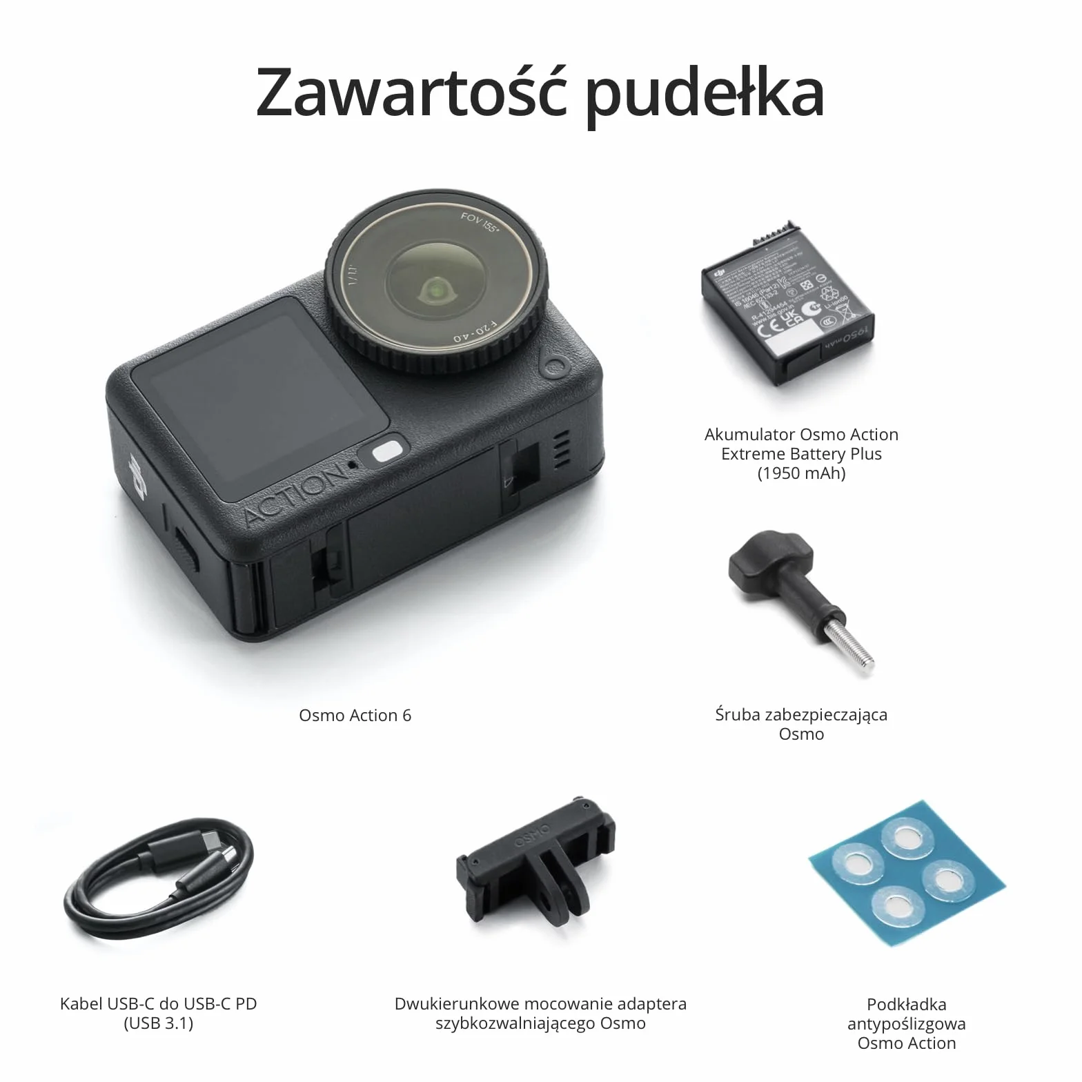 DJI Osmo Action 6 Essential Combo kamera sportowa 8K podwodna matryca 1/1,1″ pamięć 50 GB zmienna przysłona f/2,0–f/4,0 odporna na zimno 4h bateria