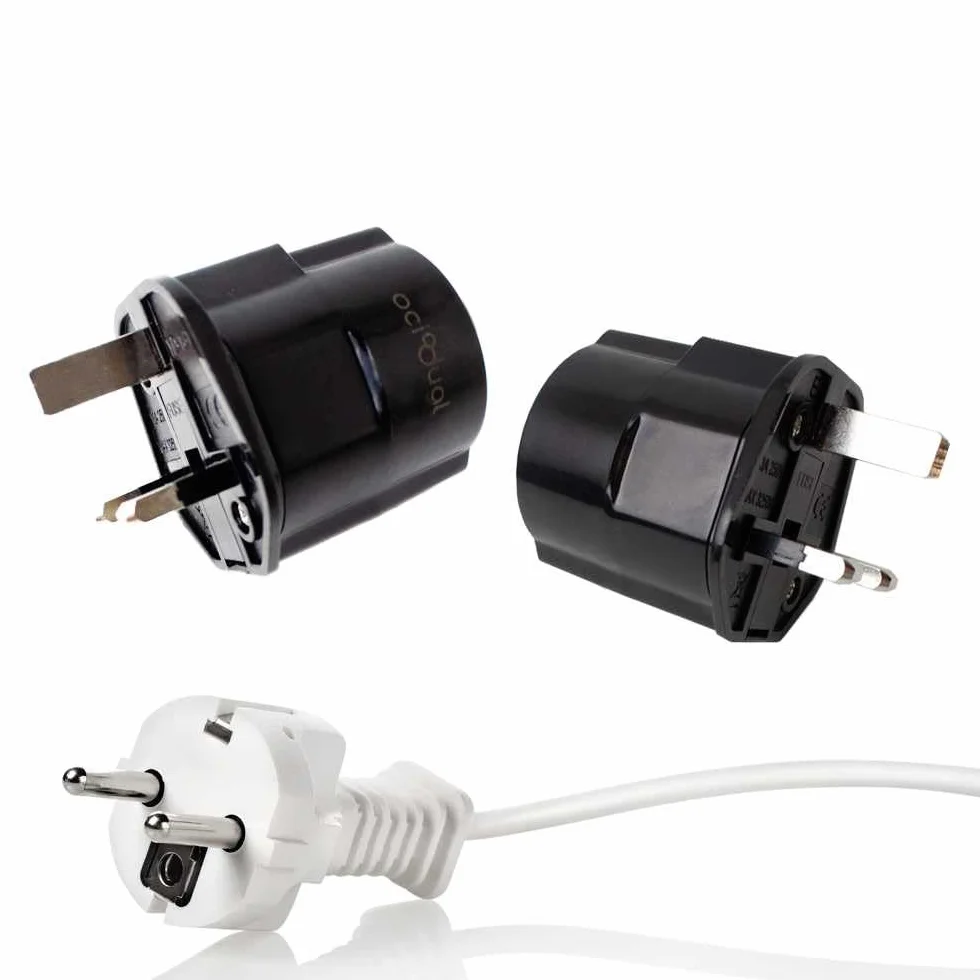 OcioDual Adapter wtyczki brytyjskiej 2X, blokada, czarny