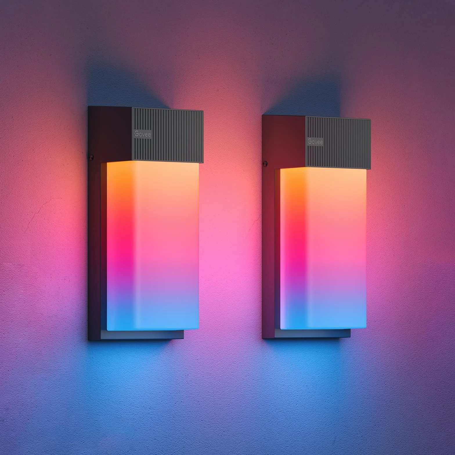Govee Zewnętrzne lampy ścienne RGBIC, 1500 lm, inteligentna lampa ścienna LED z 45 trybami scenerii, wodoodporność IP65, do oświetlenia zewnętrznego, efekty świetlne DIY, działa z Alexa, Google