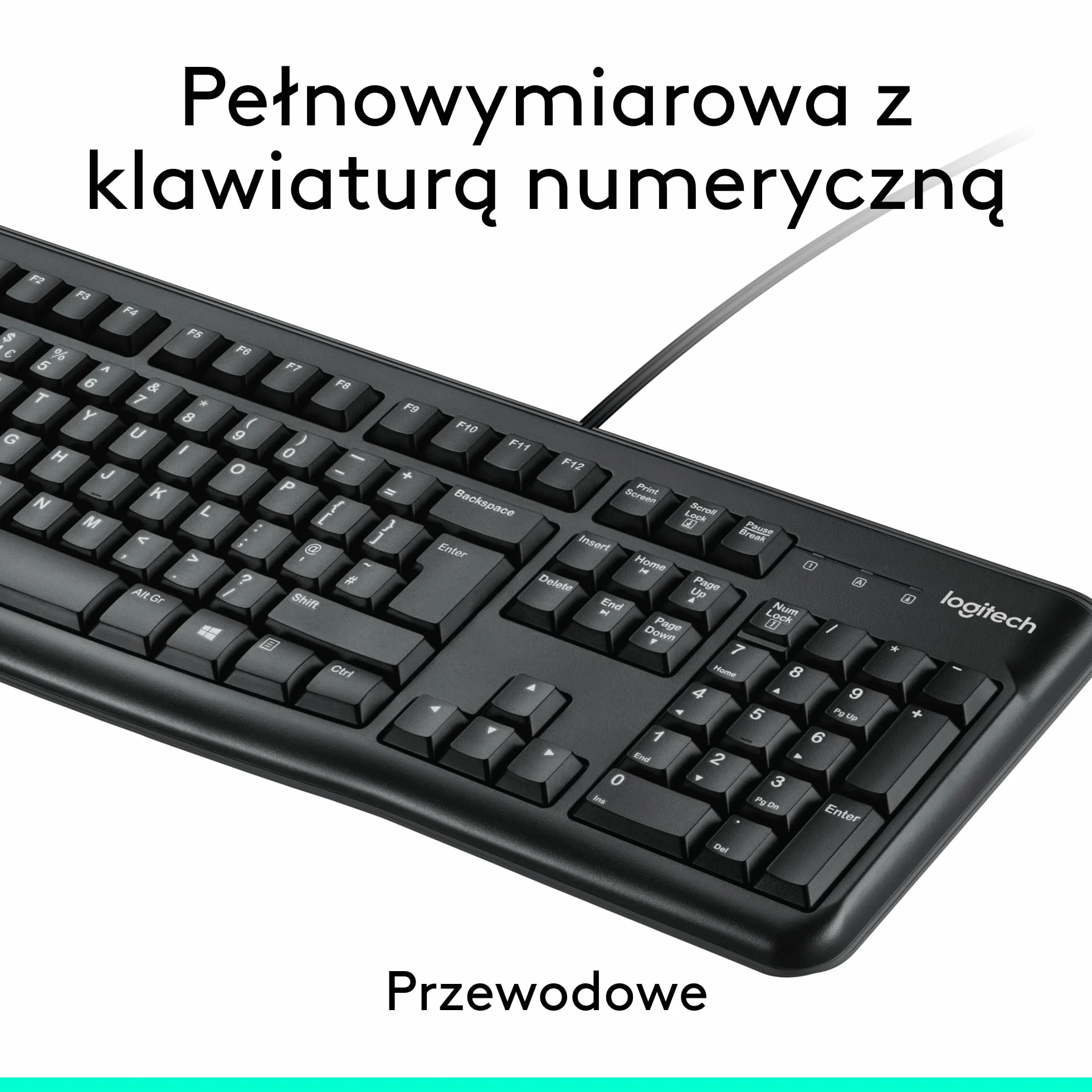 Logitech MK120 Przewodowa Klawiatura i Mysz Combo, Optyczna Mysz, Pełnowymiarowa Klawiatura, USB Plug-and-Play, Czarny