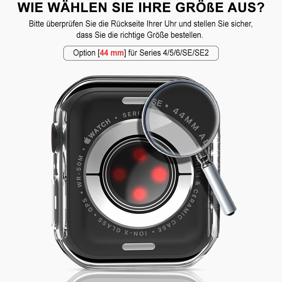 Etui ochronne do Apple Watch SE2/SE/6/5/4 44 mm, twarde z poliwęglanu ze szkłem hartowanym, 2 czarne