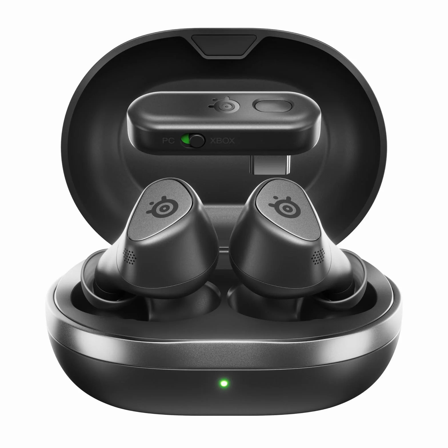 SteelSeries Arctis GameBuds Xbox Bezprzewodowe Słuchawki Douszne do Gier, 2,4 GHz + BT 5.3, ANC, Bateria 40 Godz., Ładowanie Bezprzewodowe, PS5, PC, Switch, Smartphone