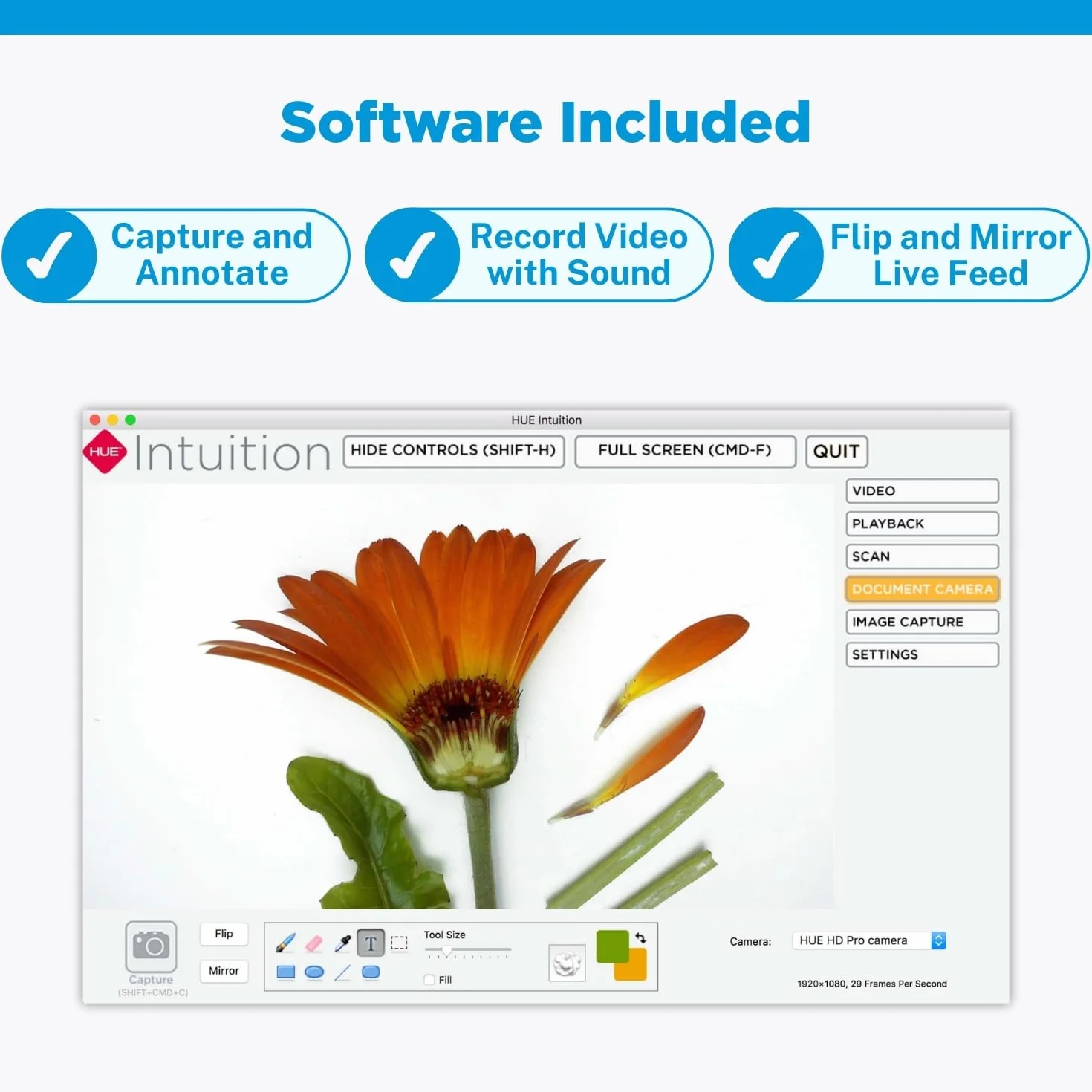 HUE HD Pro Elastyczna Kamera Dokumentowa USB Czarna