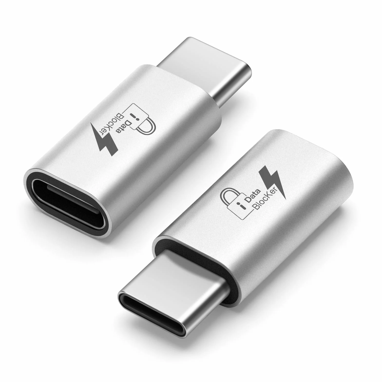 Blokada danych USB-C do C Anti Juice Jacking, tylko do ładowania, PD 140 W, srebrny, 2 szt.