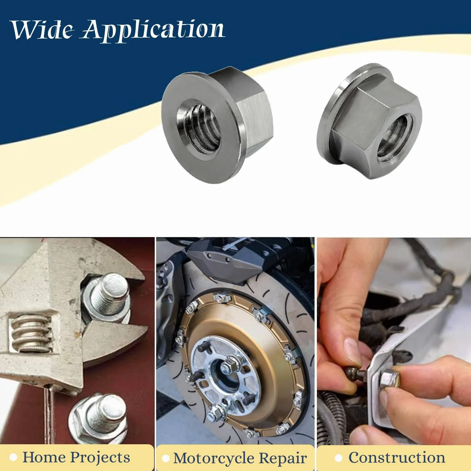 RISON tytanowa nakrętka kołnierzowa M12 x 1,25 mm, tytanowa nakrętka zębata, złota 6AL4 V, tytanowa nakrętka kołnierzowa do motocykla, 5 sztuk