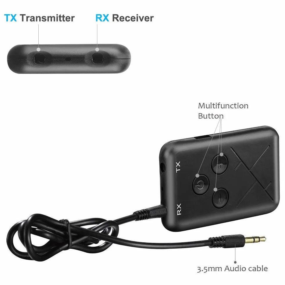 Annadue Odbiornik Bluetooth 2 w 1, designerski odbiornik radiowy, adapter Bluetooth, różne urządzenia audio, słuchawki Bluetooth MP3 do telewizora