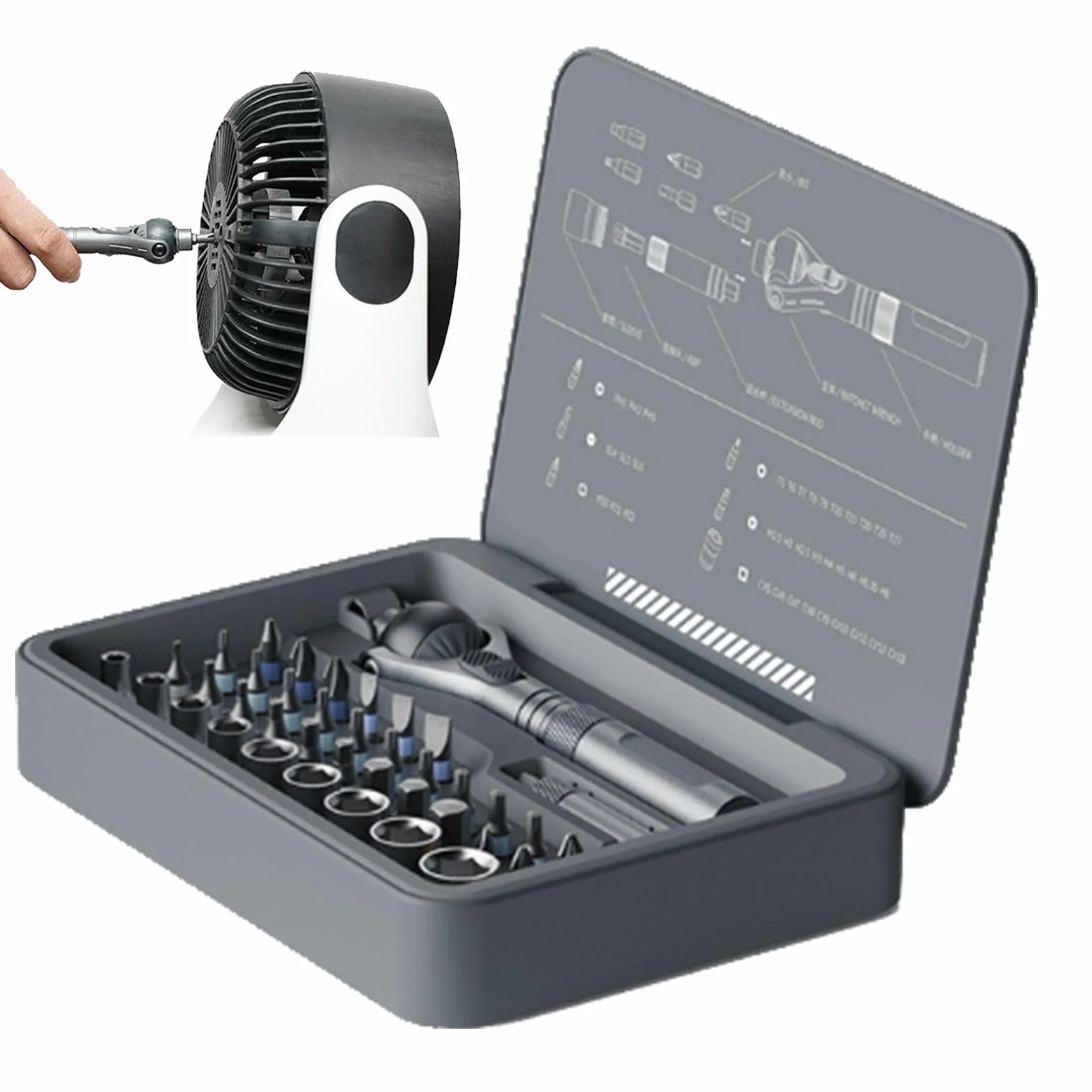 Zestaw Kluczy Nasadowych Wielofunkcyjny Klucz Grzechotkowy z Wkrętakiem | Wielofunkcyjny Zestaw Z Ergonomiczną Rękojeścią Do Napraw Samochodowych I Mechaniki