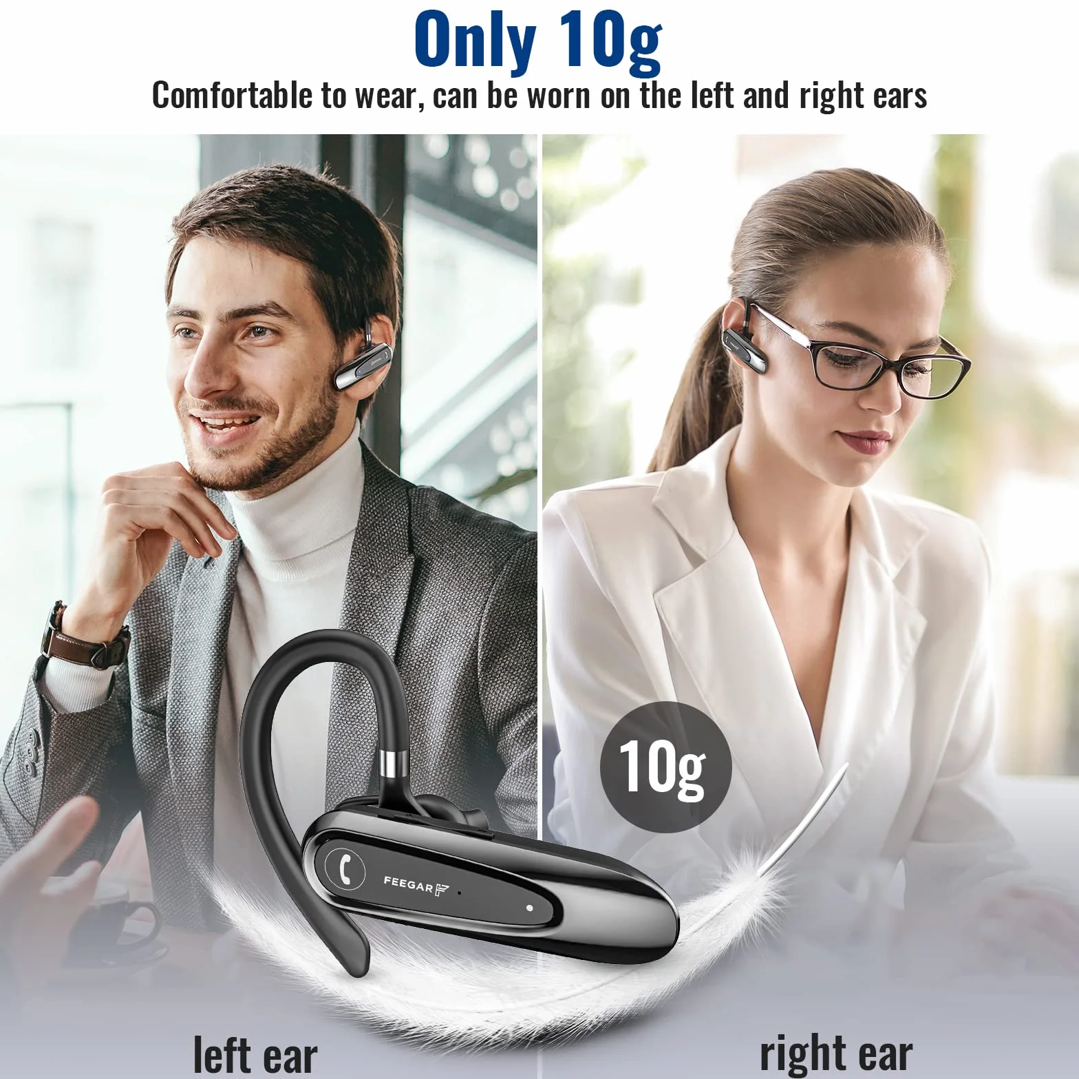 Feegar BF400 PRO Zestaw słuchawkowy Bluetooth 5.0 CSR Czas rozmowy 30h Mikrofon HD Multipoint Redukcja szumów CVC 8.0 ENC DPS