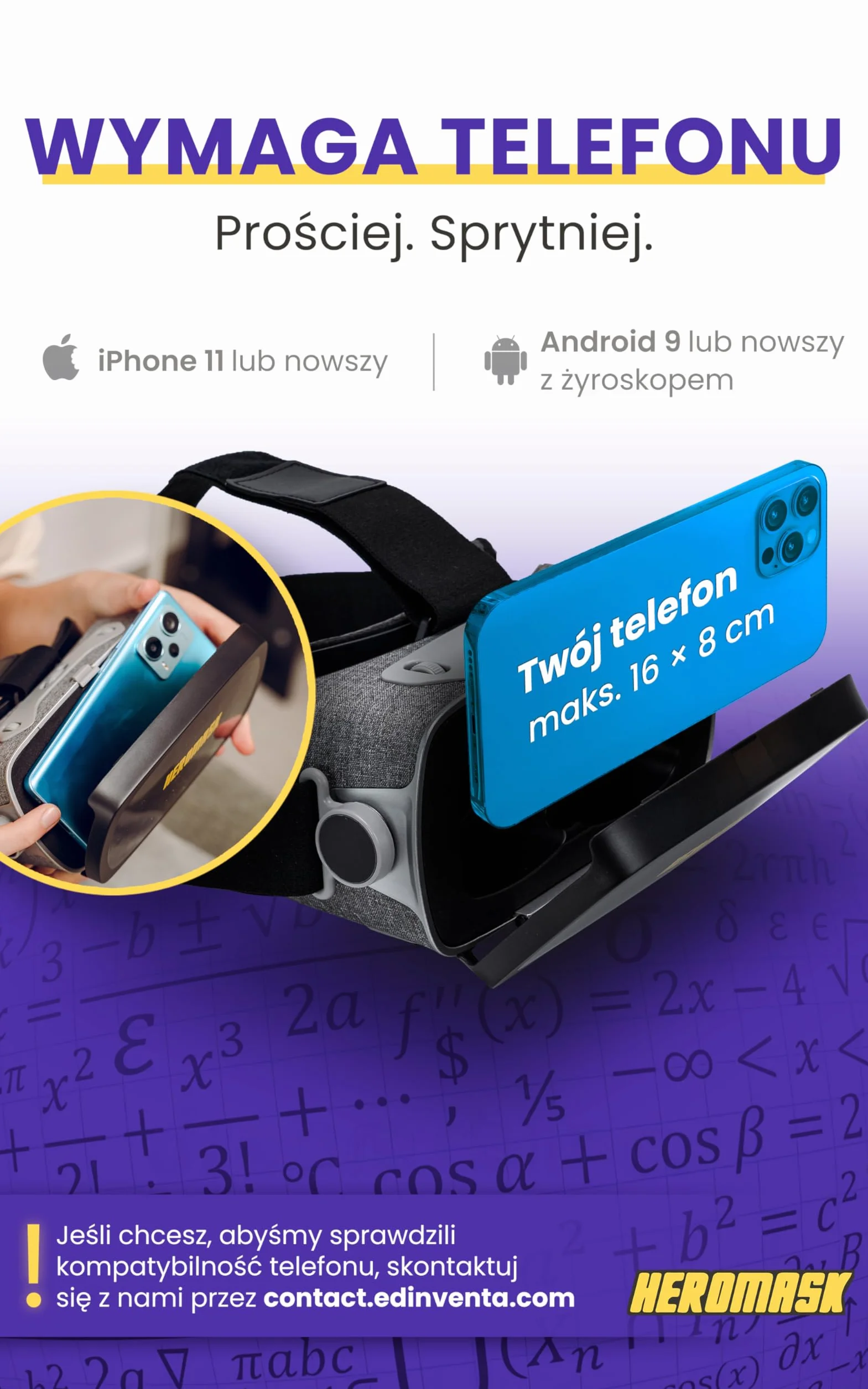 Heromask Gogle VR dla dzieci z edukacyjną grą matematyczną Nauka tabliczki mnożenia w 3D Interaktywna zabawka 5-12 lat