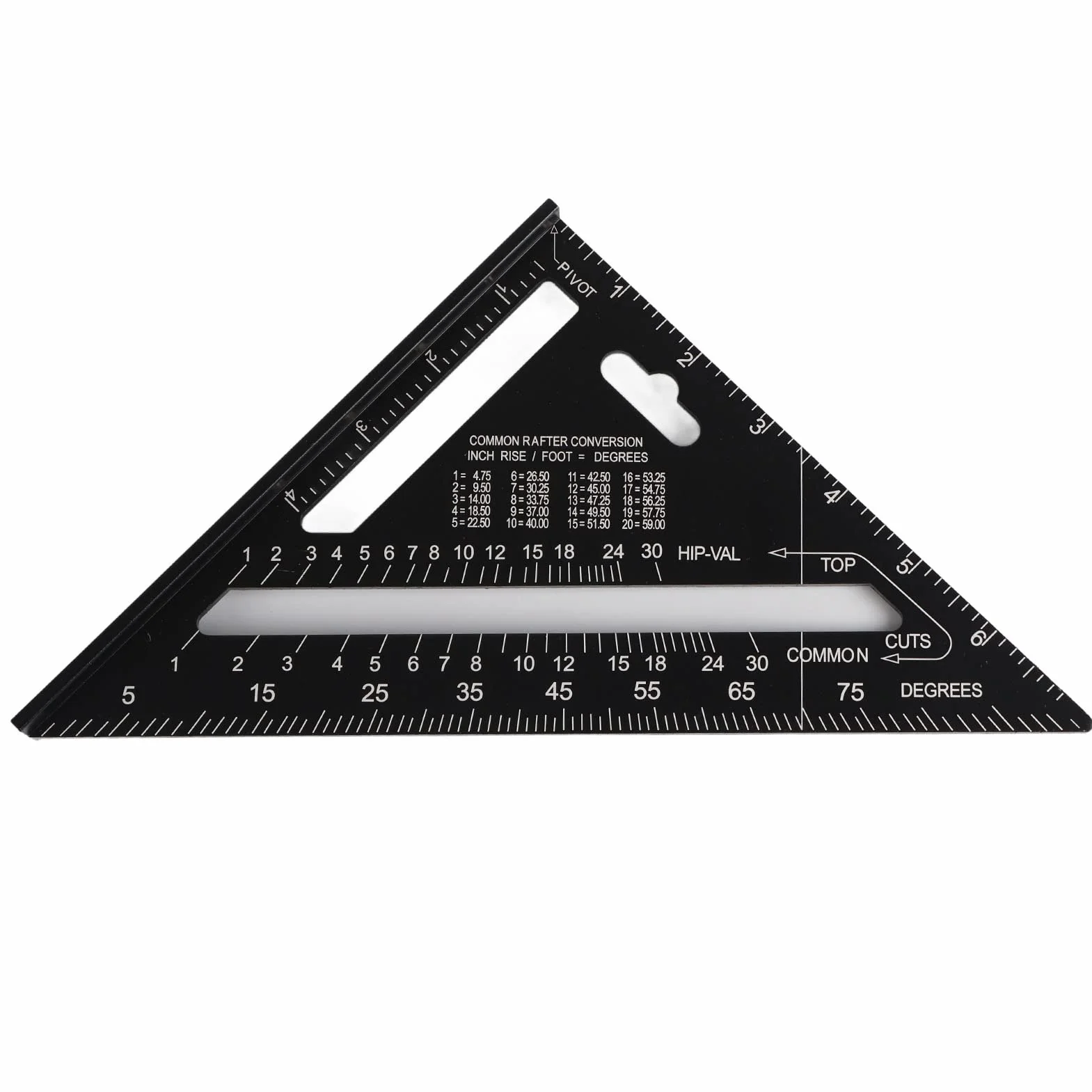 7-calowy metryczny/imperialny kwadratowy aluminiowy instrument linijka trójkątna kątomierz z czarnym wykończeniem Oxi dla stolarzy