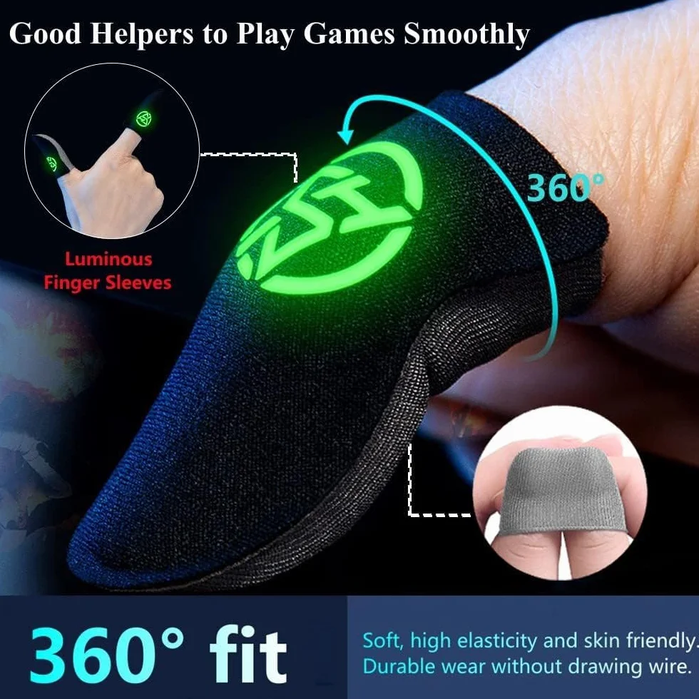 Naparstki do gier fluorescencyjne świecące w ciemności 4 lata ochraniacz na palec Gaming Finger Sleeve