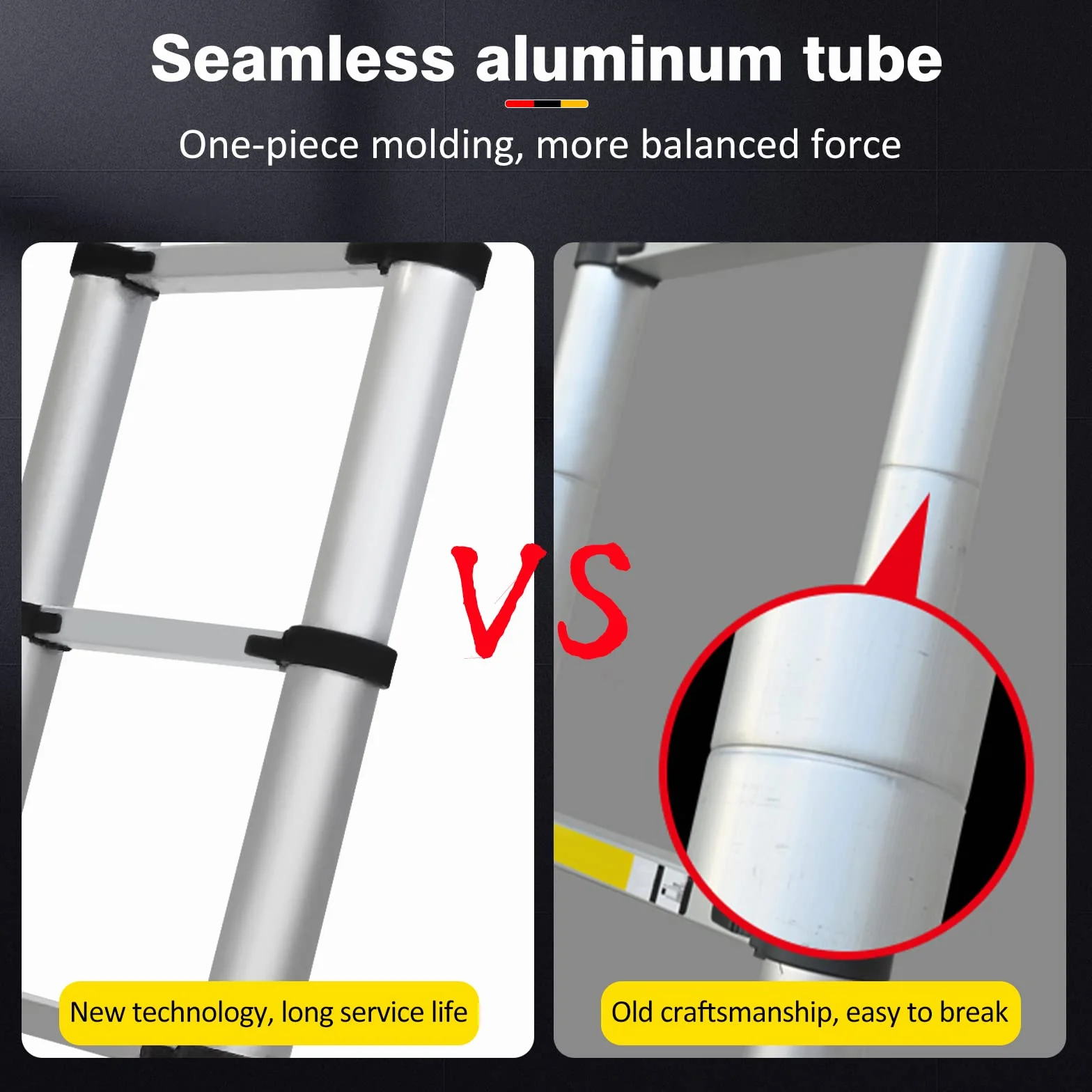 Wielofunkcyjna drabina teleskopowa z aluminium, 6,2 m, stabilna drabina wspinaczkowa z 2 zdejmowanymi hakami i antypoślizgowymi gumowymi nóżkami
