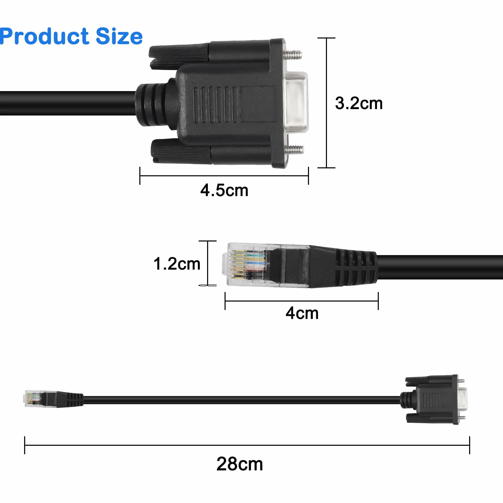 MEIRIYFA DB9 9PIN RJ45 kabel konsoli RS232 szeregowy Cat5 Ethernet LAN 28 cm