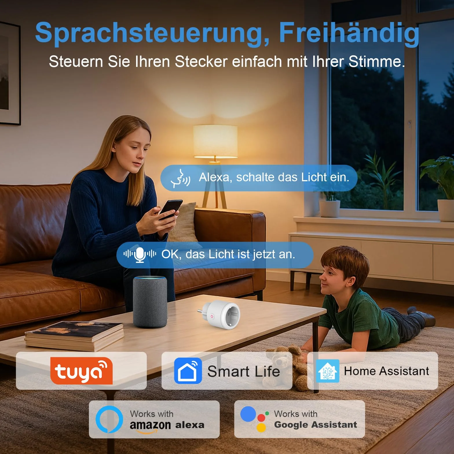 SURFOU Mini Smart Plug, 16A Smart Compact Plugs, kompatybilny z Alexa, Google Home, pilot zdalnego sterowania, pomiar zużycia energii, sterowanie głosowe, funkcja czasu