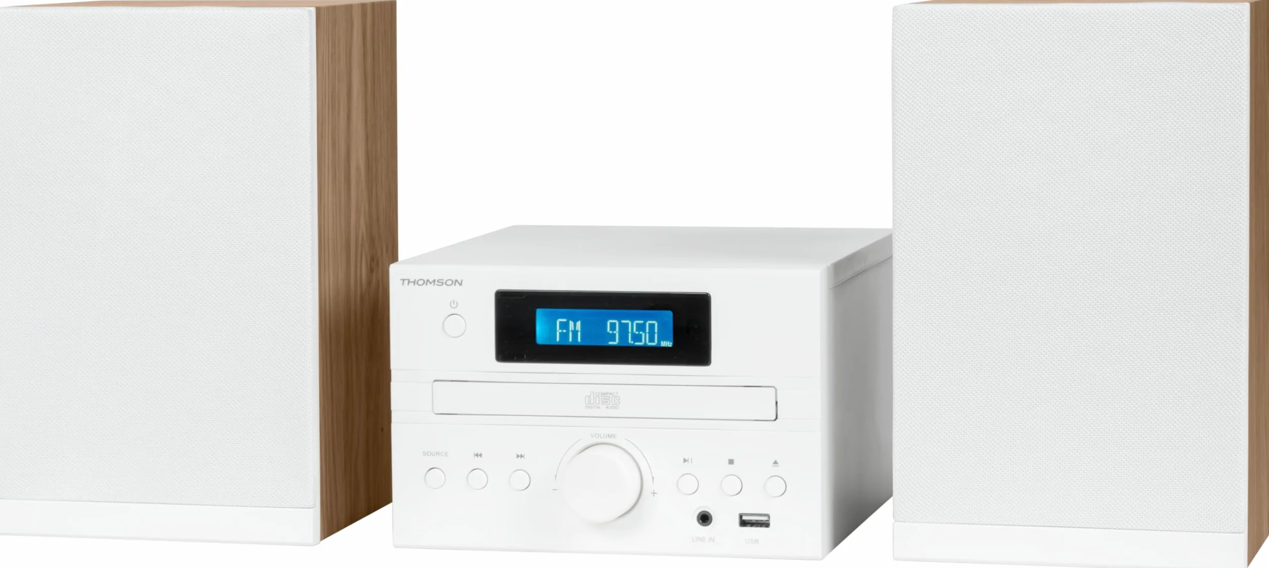 THOMSON COZY MIC121BT Lettore CD Bluetooth Radio FM MP3 USB Legno Bianco