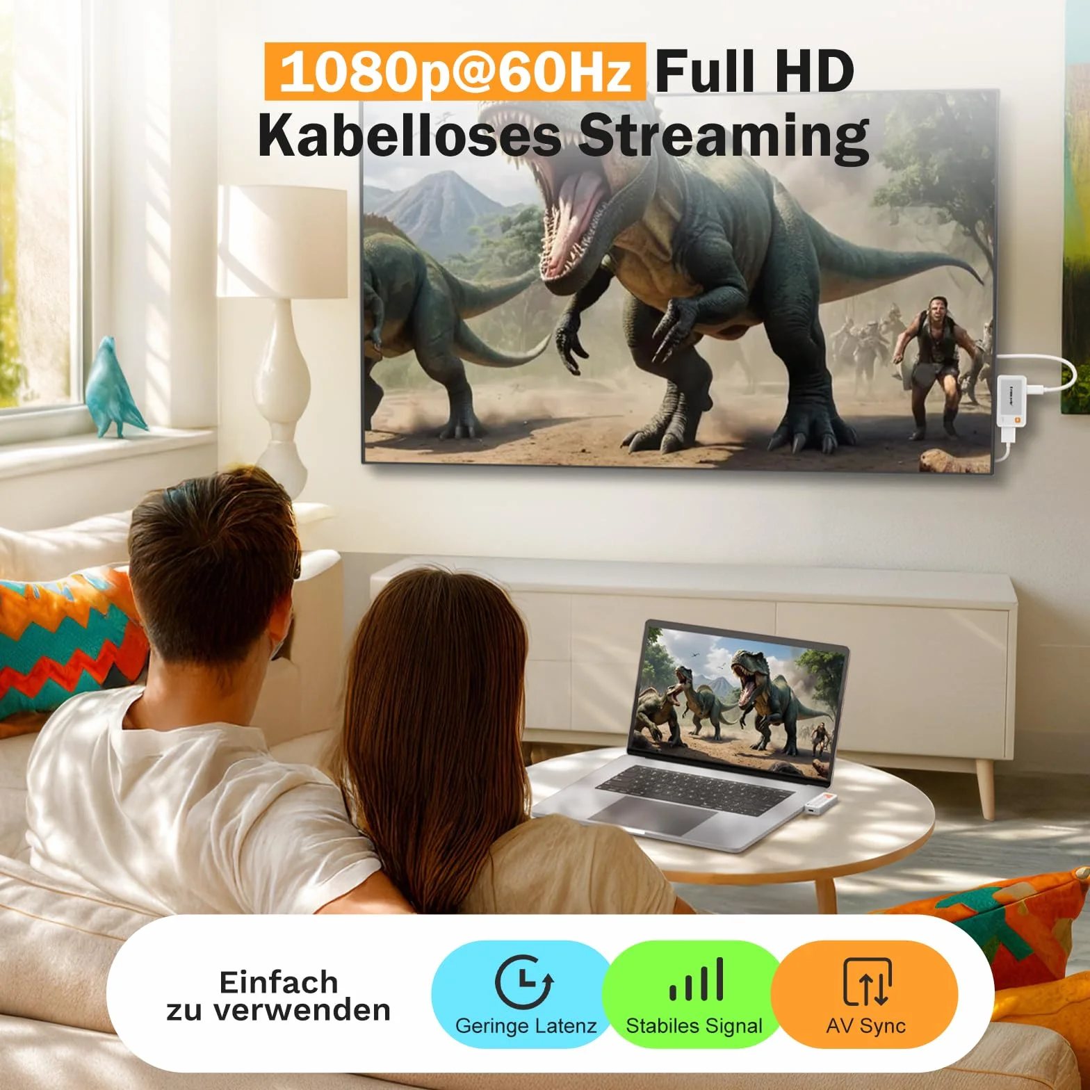 Lemoral Bezprzewodowy nadajnik i odbiornik HDMI USB C, 5G 50 M Plug&Play Bezprzewodowa transmisja HDMI do strumieniowego przesyłania plików wideo audio z telefonu USB-C, tabletu, laptopa, komputera do