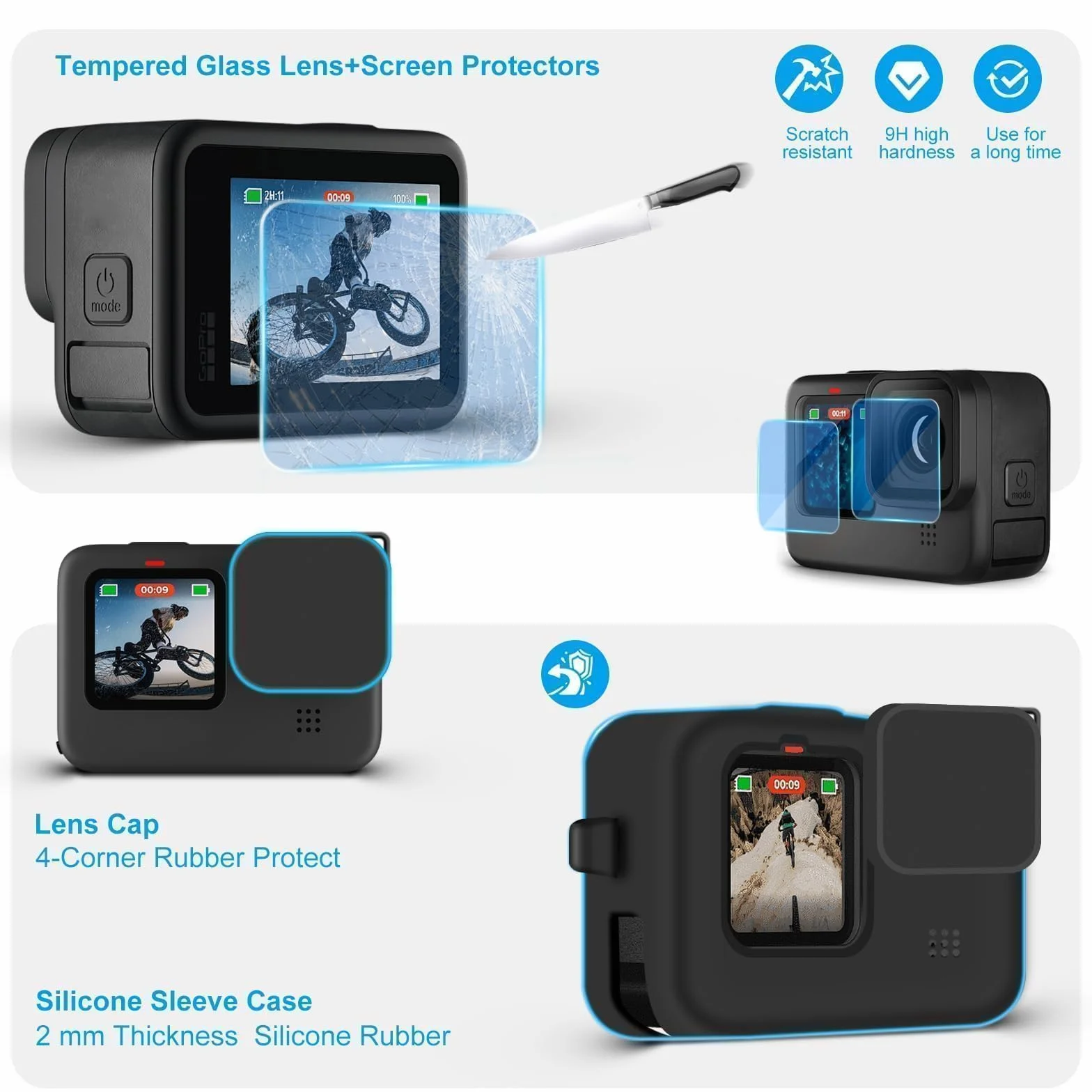 Zestaw akcesoriów do GoPro Hero 9-12 obudowa nurkowa pływająca rączka filtr czerwony etui silikonowe