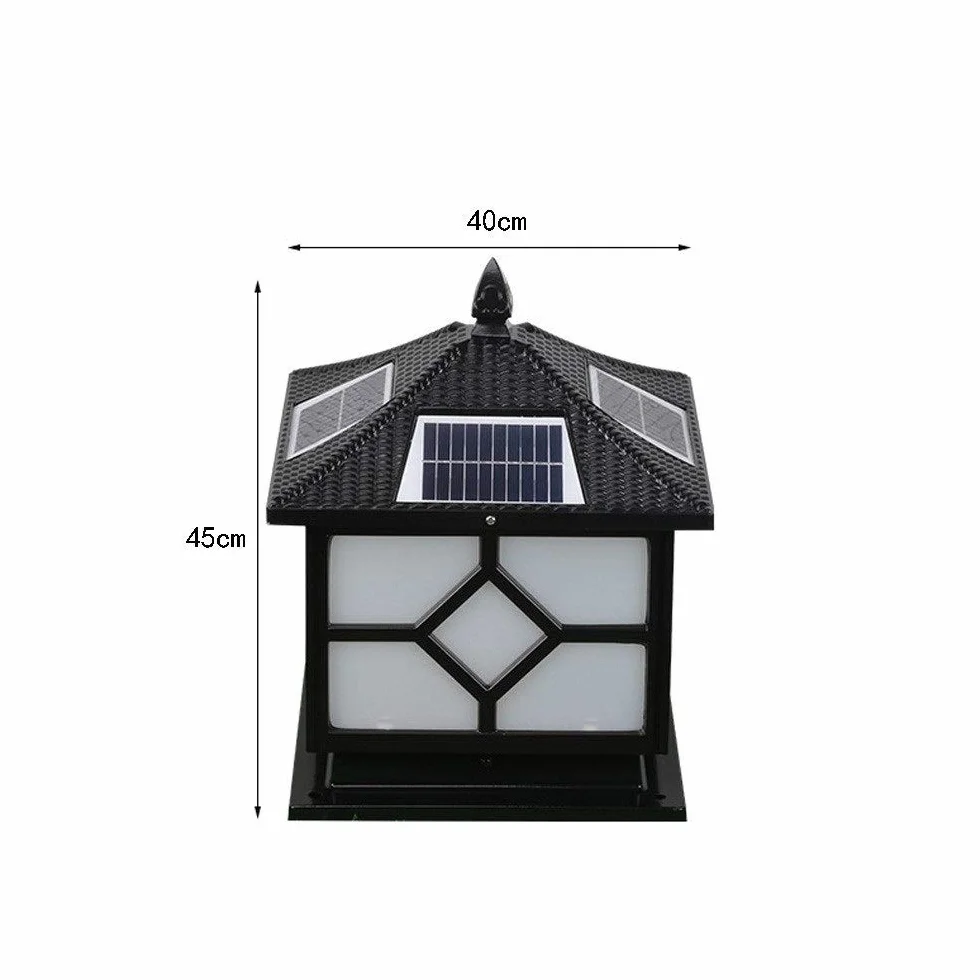Słupkowe lampy ogrodowe Solarne lampy słupkowe LED Kwadratowe czarne aluminiowe metalowe Retro Solar Power Stigma Bollard Light Dziedziniec Oświetlenie krajobrazu Lampa słupkowa