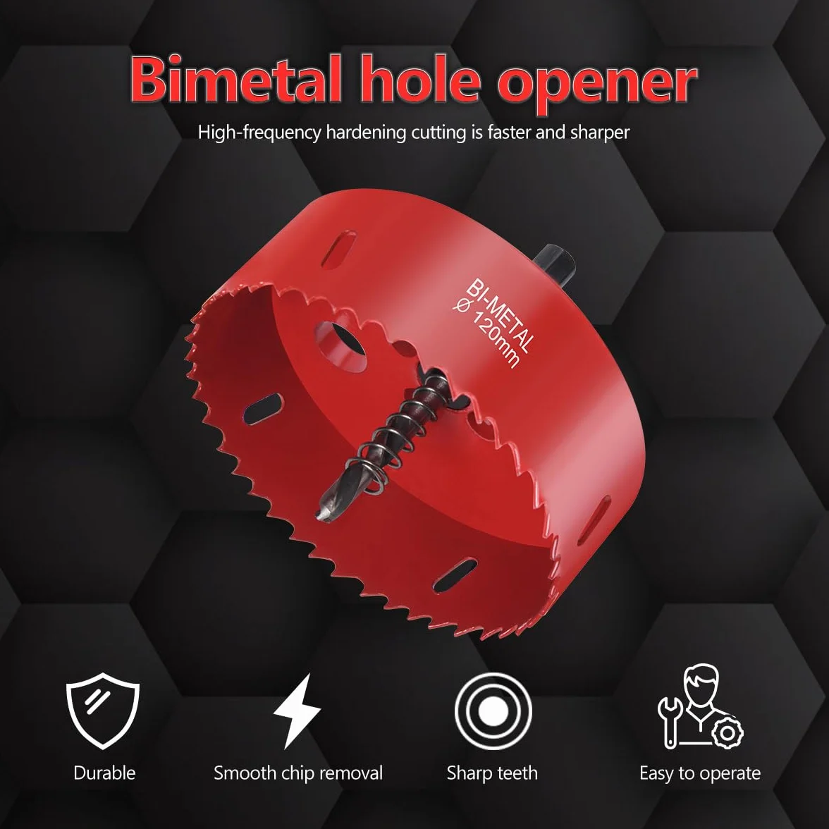 flintronic Zestaw otwornic, otwornica 120 mm, bimetal, 1 wiertło, 1 sprężyna mechaniczna, 1 klucz sześciokątny, otwornica do aluminium, drewna, płyty PCW i płyty z tworzywa sztucznego gwint 1/4