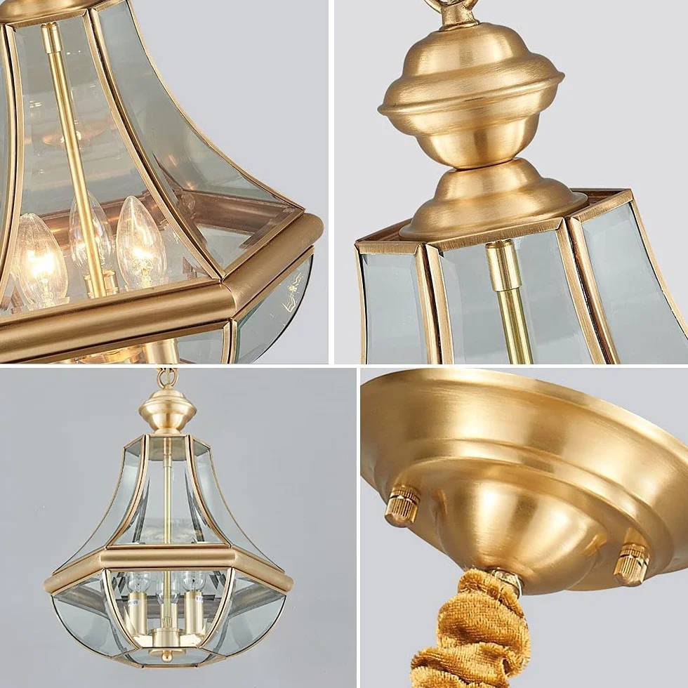 IP44 Zewnętrzna wodoodporna wisząca lampa wisząca Zewnętrzna miedziana latarnia Żyrandol E14 3-punktowa, antykorozyjna lampa sufitowa Zawieszana oprawa Pawilon Oświetlenie pokoju słonecznego Zmień na