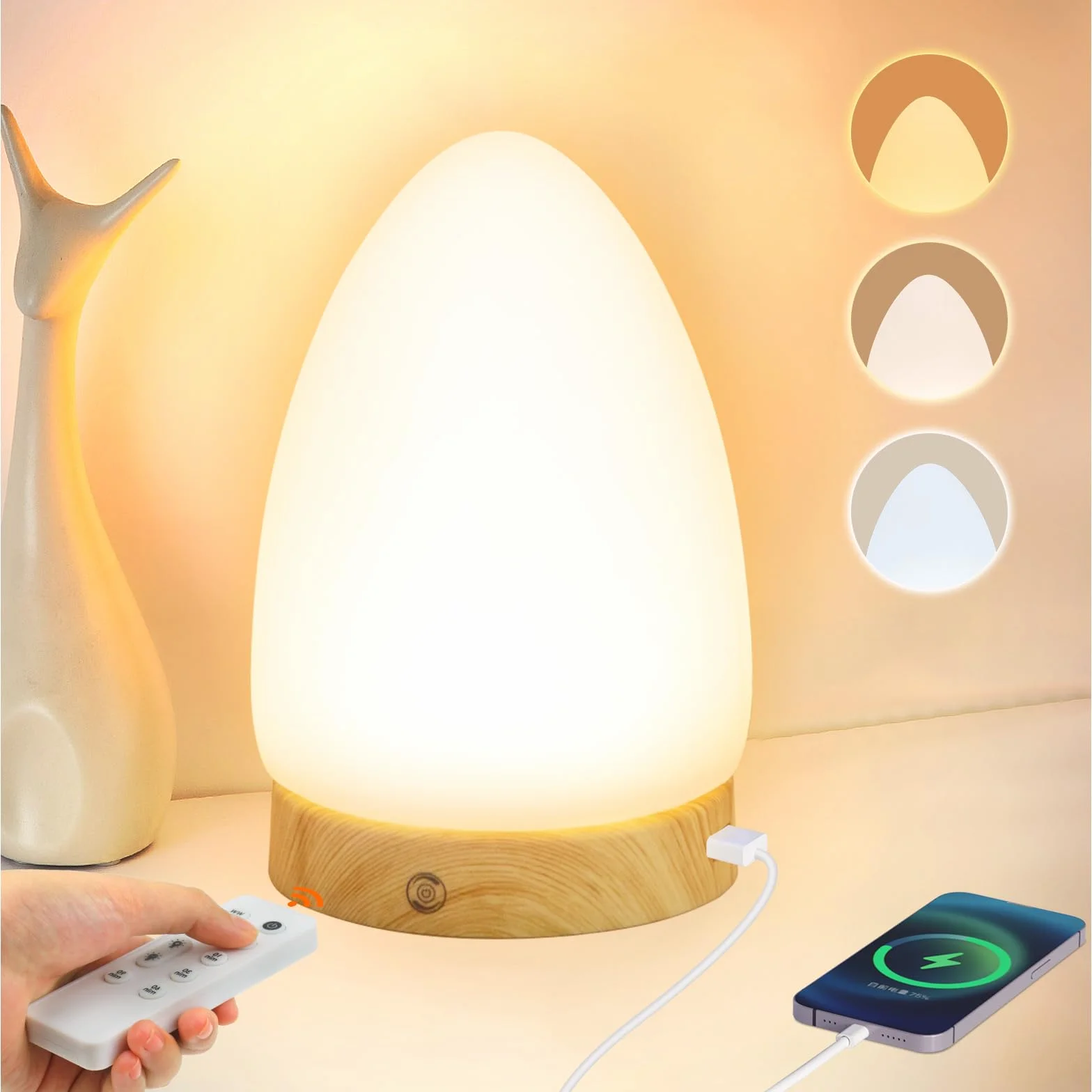 Hopihe Lampa do terapii światłem dziennym 10000 luksów bez promieniowania UV z dotykiem i pilotem zdalnego sterowania, funkcja pamięci, 4 regulowane poziomy jasności, timer i 3 temperatury barwowe