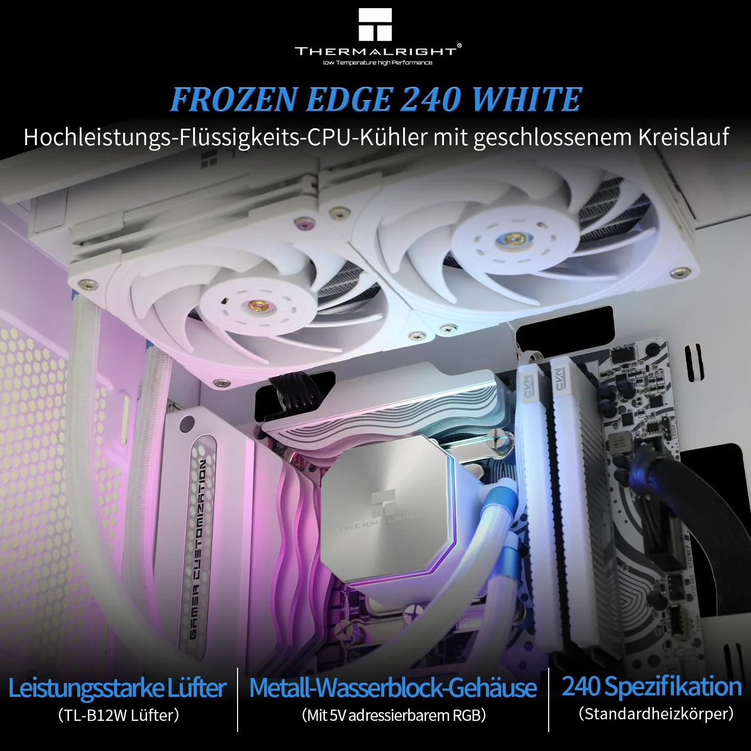 Thermalright Frozen Edge 240 White Chłodzenie cieczy do procesora PWM 120 mm LGA1700/1851/115x AM4/AM5