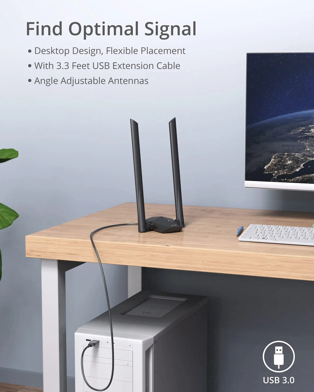 BrosTrend USB WiFi 6 AX1800, karta sieciowa USB o dużym zasięgu do komputerów PC, laptopów i komputerów stacjonarnych, 5 GHz/1201 Mb/s + 2,4 GHz/574 Mb/s, bezprzewodowy klucz sprzętowy WiFi USB 3.0