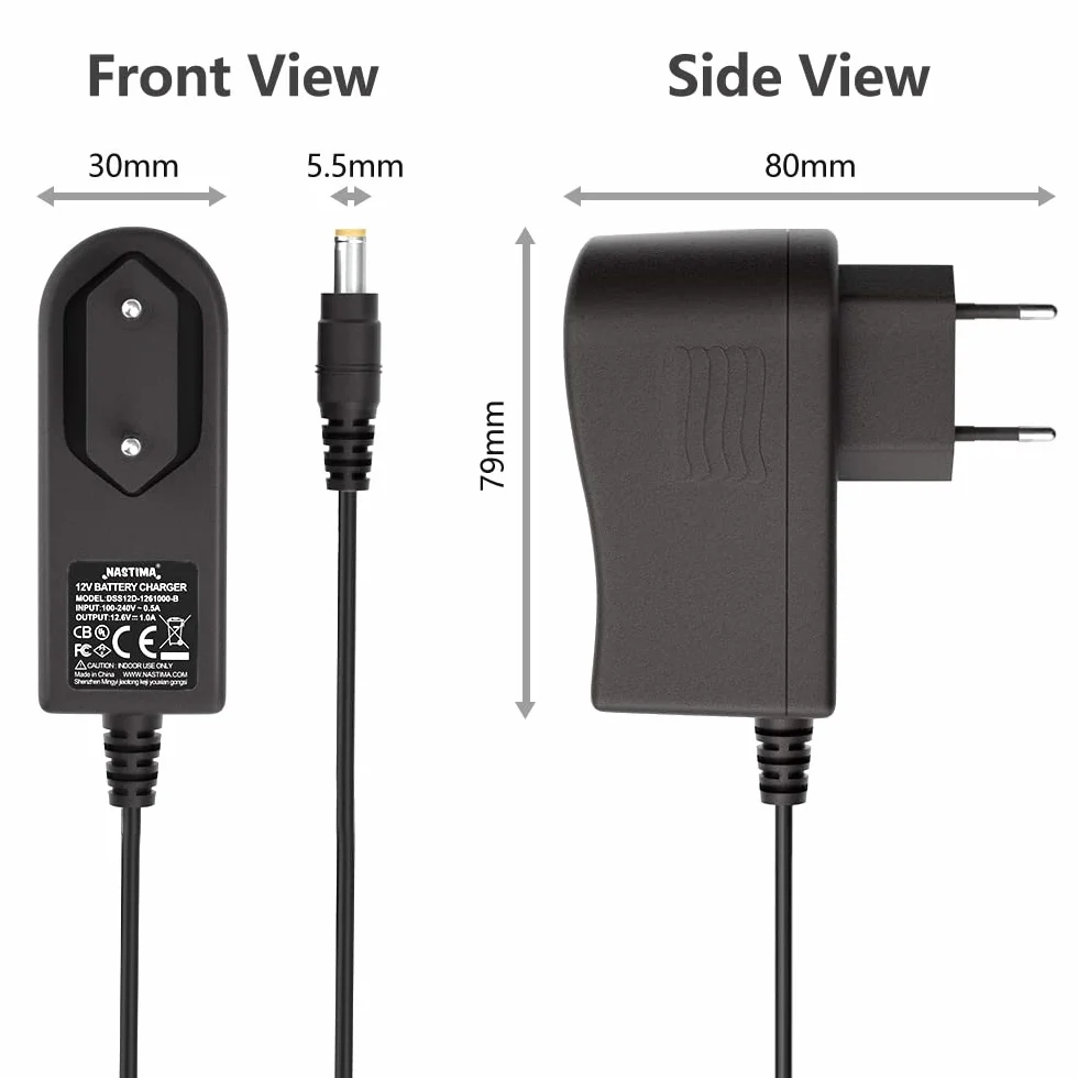NASTIMA Zasilacz 12 V, 1 A, 12 W, 100~240 V AC do DC 12 V z wtyczką 5,5 x 2,1 mm