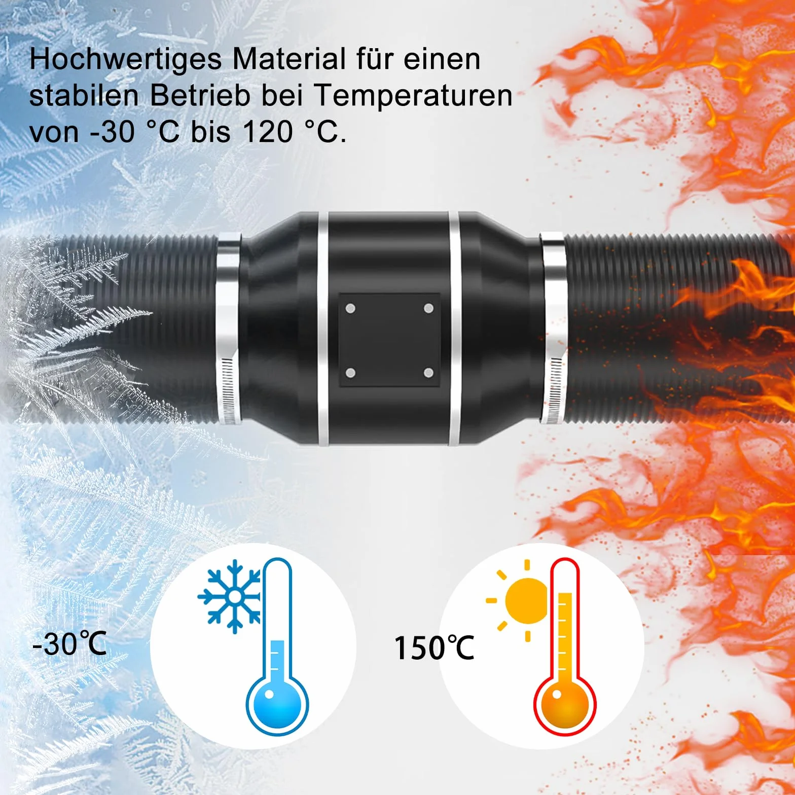 Wąż powietrza wylotowego 100 mm, 3 m, aluminiowy wąż wentylacyjny, rura wylotowa PCW, elastyczny wąż powietrza do przenośnych klimatyzatorów HVAC, suszarki, wentylatora wyciągowego, z 2