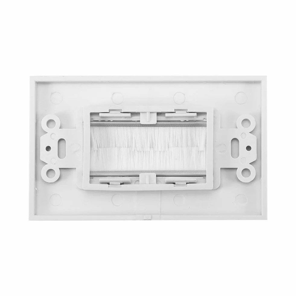 Cable Wall Plate Port,Anti-Dust Brushplate Cable Wall Plate Port White Brush Strip Wallplate Insert Outlet Cable Faceplate Mount Multimedia Panel