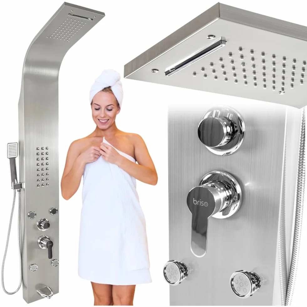 ZOLTA Panel Prysznicowy z Hydromasażem – Kolumna Prysznicowa z Baterią, Deszczownicą i Wylewką, Nowoczesny Zestaw Natryskowy do Łazienki, Komfortowa Kąpiel SPA, Funkcjonalny Design i Wysoka Jakość Wyk