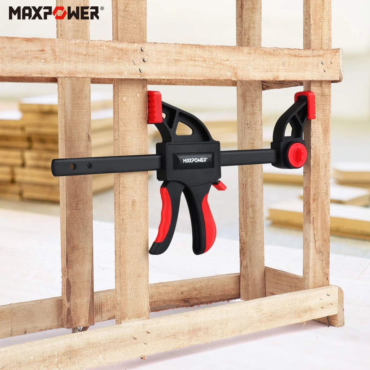 Zestaw zacisków prętowych 4 szt., MAXPOWER 24"/600 mm, szybkozłączka z grzechotką F, 800 mm, zestaw zacisków do obróbki drewna i projektów DIY