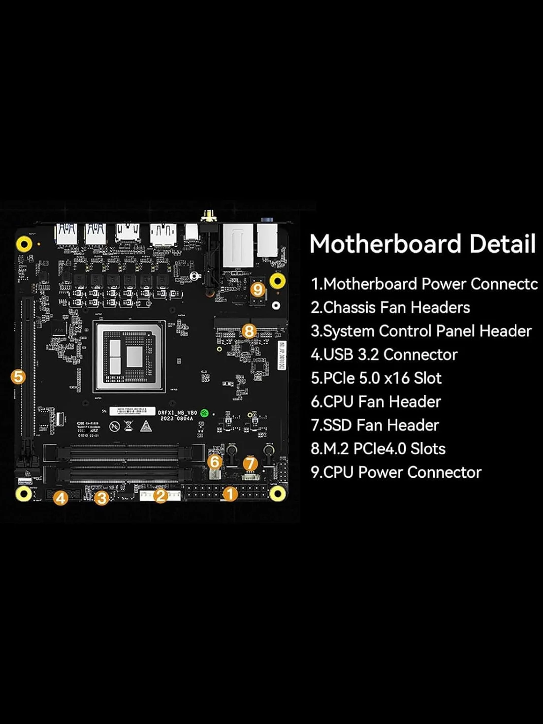 MINISFORUM BD895i SE Mini-ITX moederbord, AMD Ryzen 9 8945HX (16 cores / 32 threads, tot 5,4 GHz), PCIe 5.0 x16 slot, dubbele M.2 PCIe 4.0, DDR5, HDMI/DP/USB-C, RJ45 2,5 GbE, USB 3.2 Gen 2